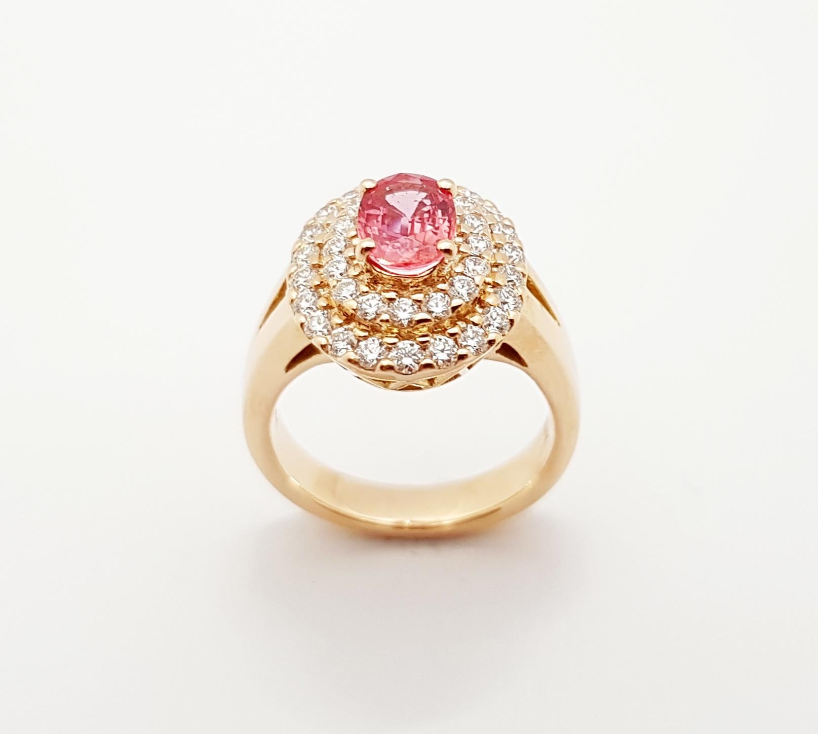 Ring mit rosa rosa Saphir und Diamant in 18 Karat Roségoldfassung 5