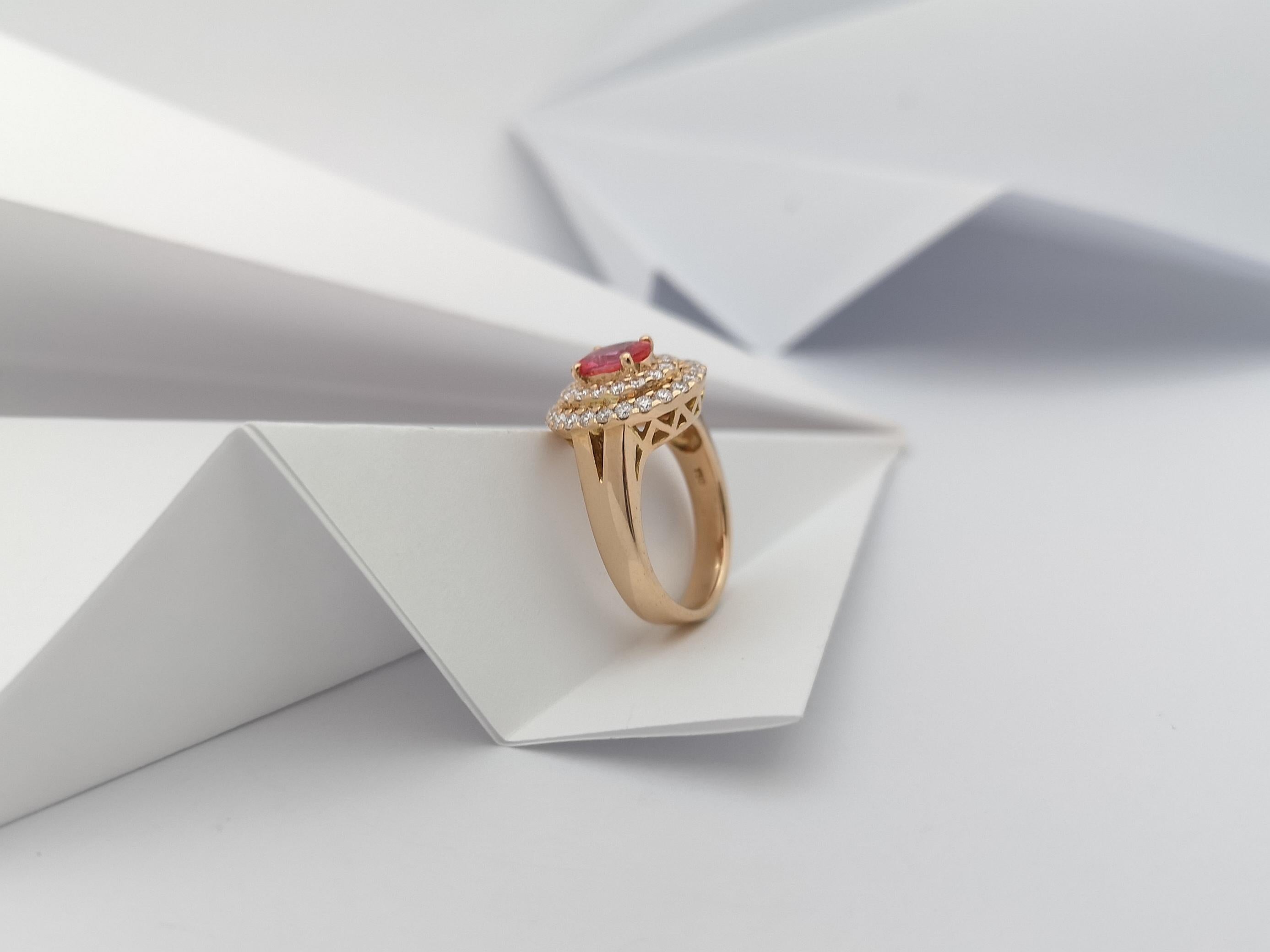 Ring mit rosa rosa Saphir und Diamant in 18 Karat Roségoldfassung 6
