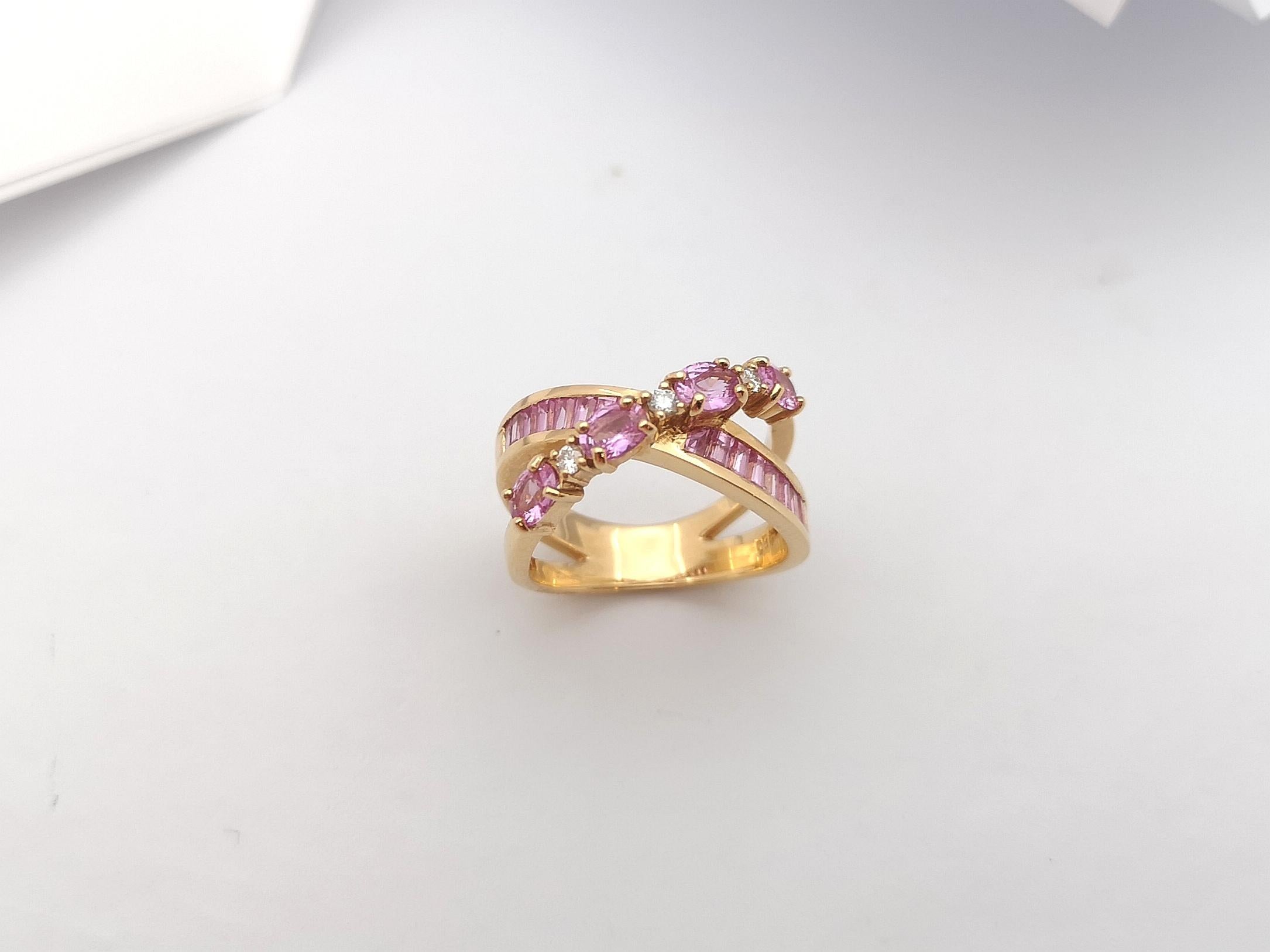 Pink Sapphire with Diamond Ring Set in 18 Karat Rose Gold Settings For Sale 6