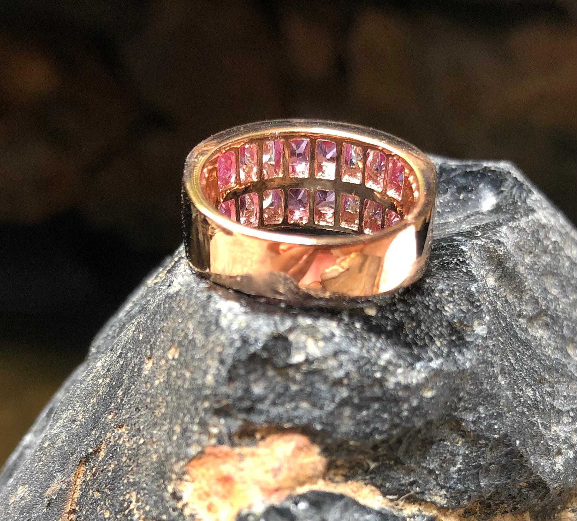 Pink Sapphire with Diamond Ring Set in 18 Karat Rose Gold Settings For Sale 6