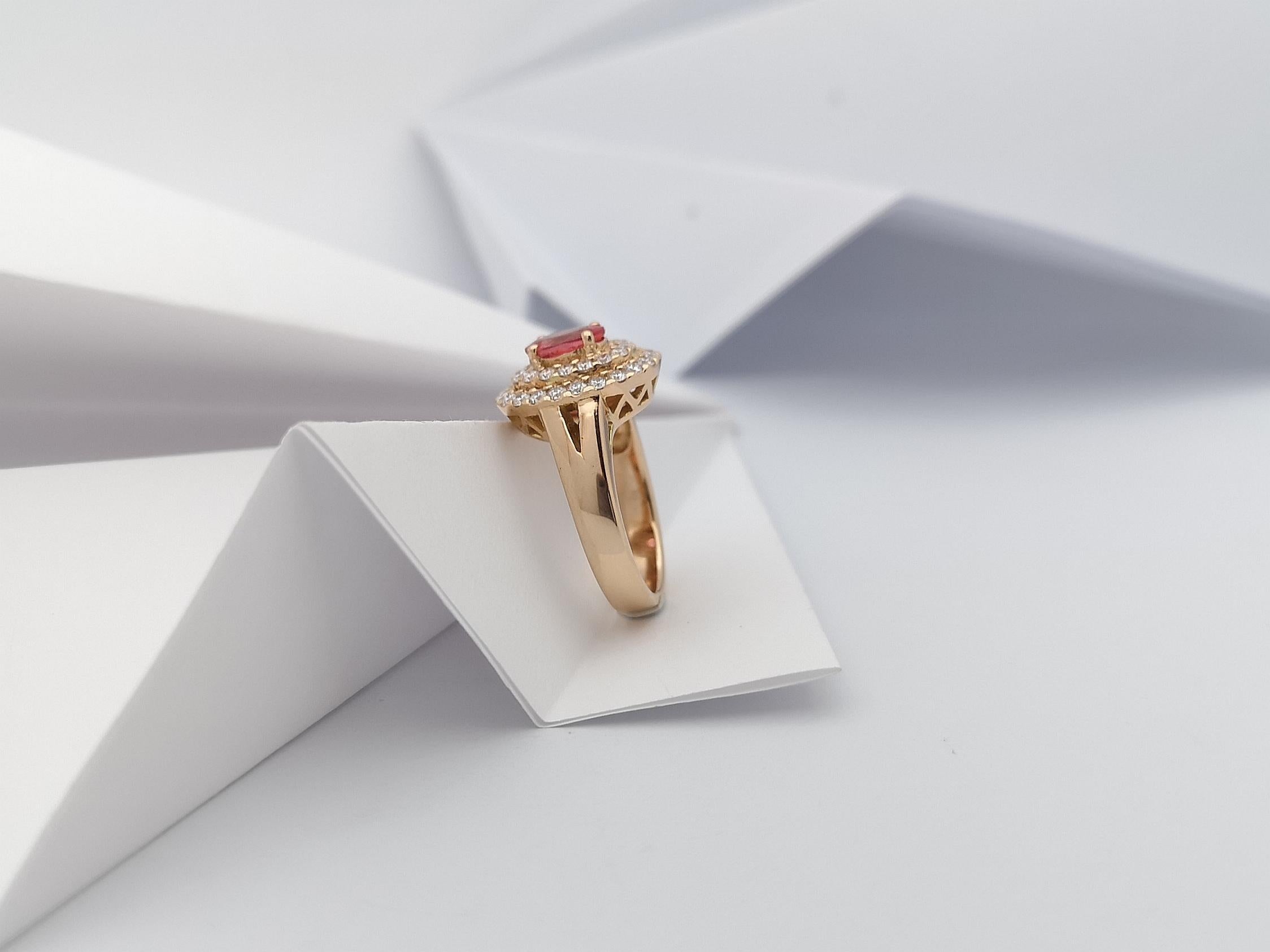 Ring mit rosa rosa Saphir und Diamant in 18 Karat Roségoldfassung 7