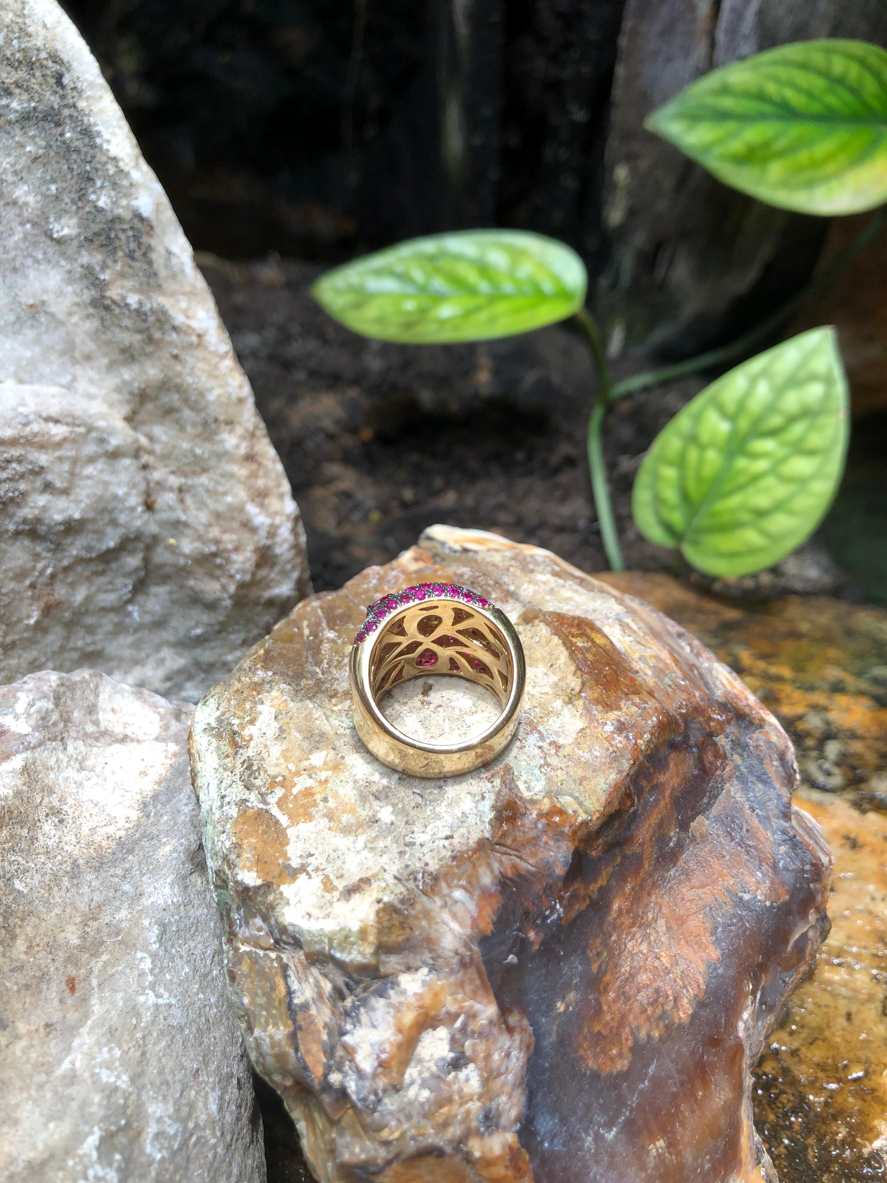 Pink Sapphire with Diamond Ring Set in 18 Karat Rose Gold Settings For Sale 9