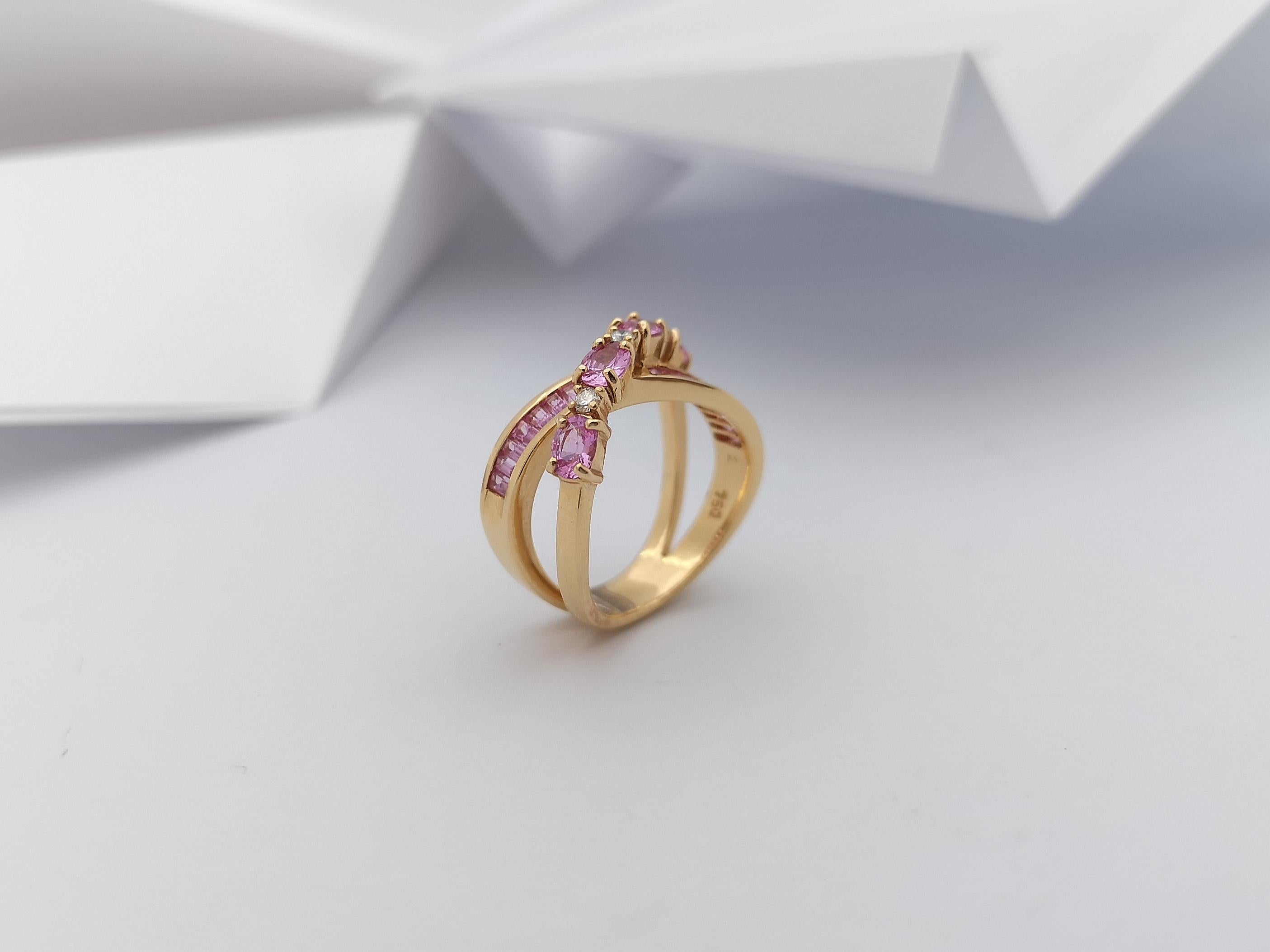 Pink Sapphire with Diamond Ring Set in 18 Karat Rose Gold Settings For Sale 8