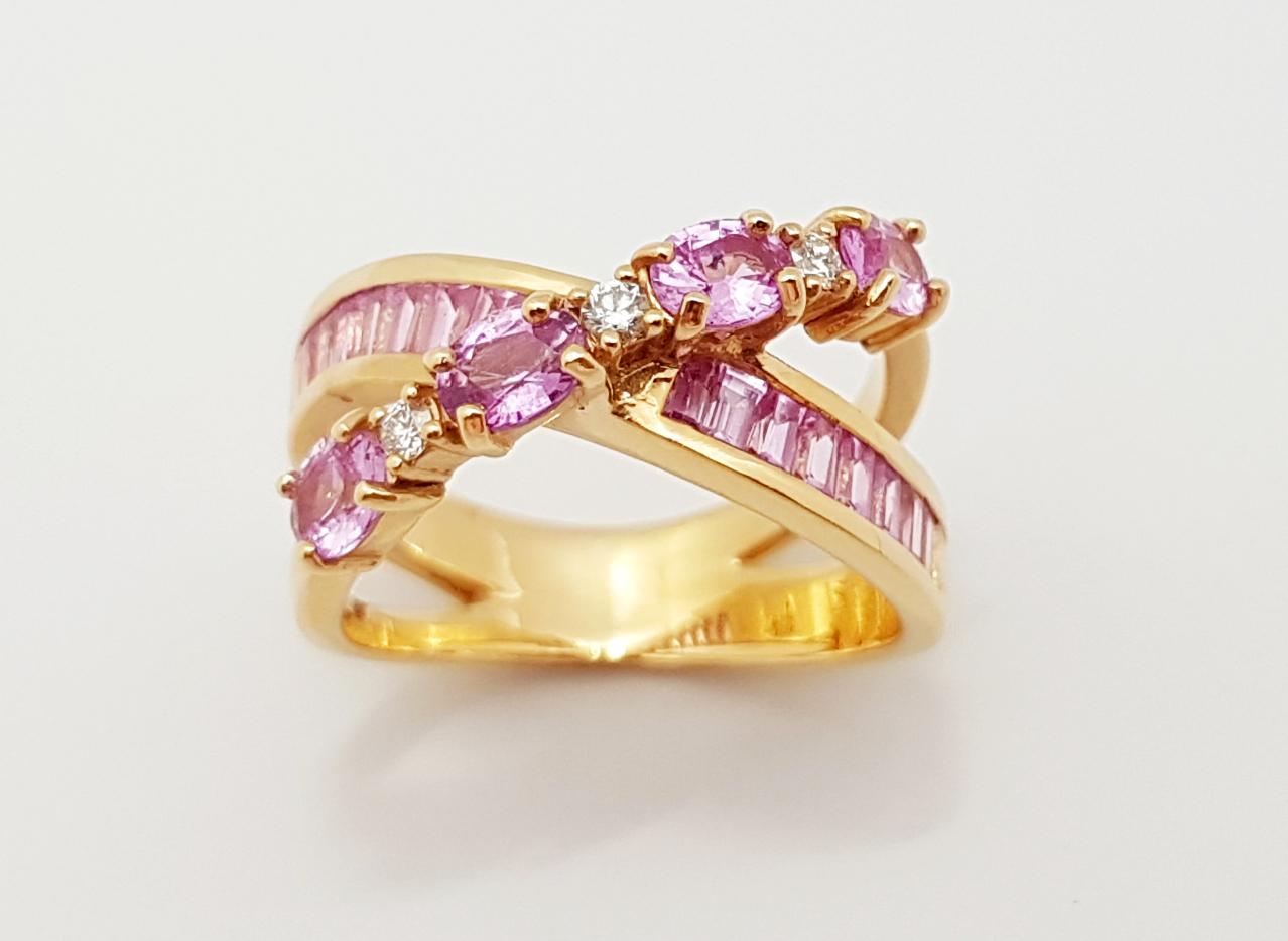 Pink Sapphire with Diamond Ring Set in 18 Karat Rose Gold Settings For Sale 9