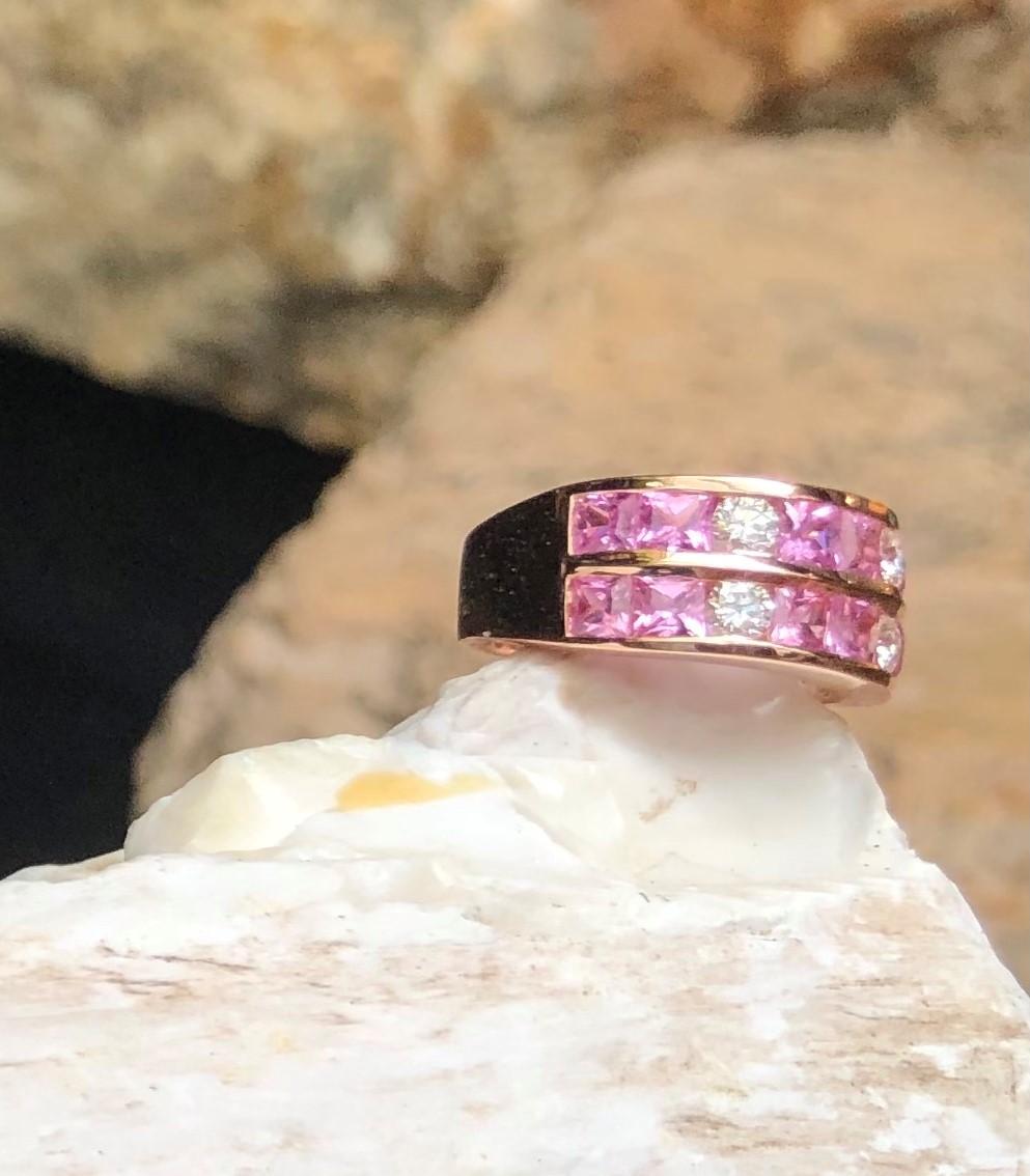 Pink Sapphire with Diamond Ring Set in 18 Karat Rose Gold Settings For Sale 9