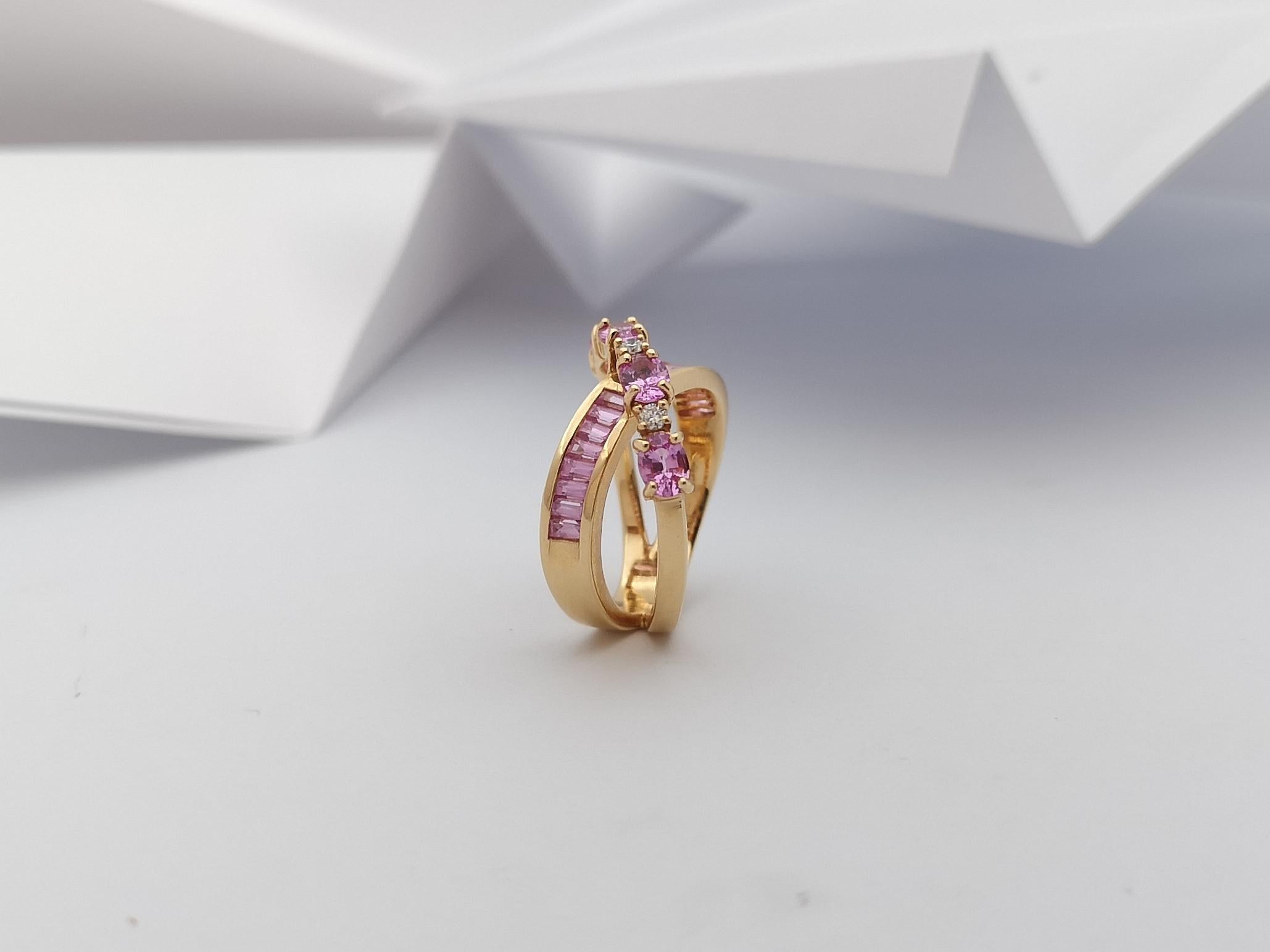Pink Sapphire with Diamond Ring Set in 18 Karat Rose Gold Settings For Sale 10