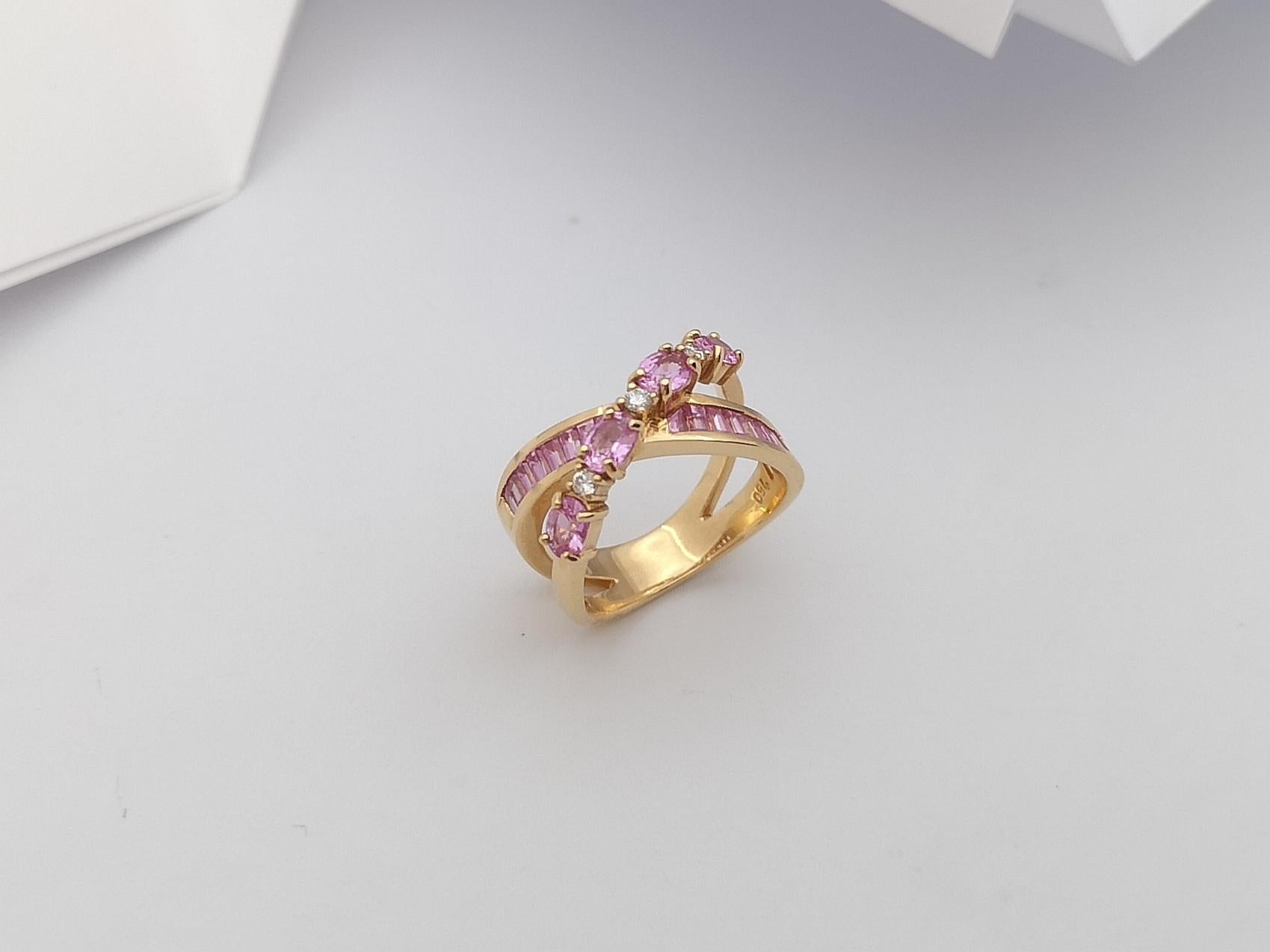 Pink Sapphire with Diamond Ring Set in 18 Karat Rose Gold Settings For Sale 11