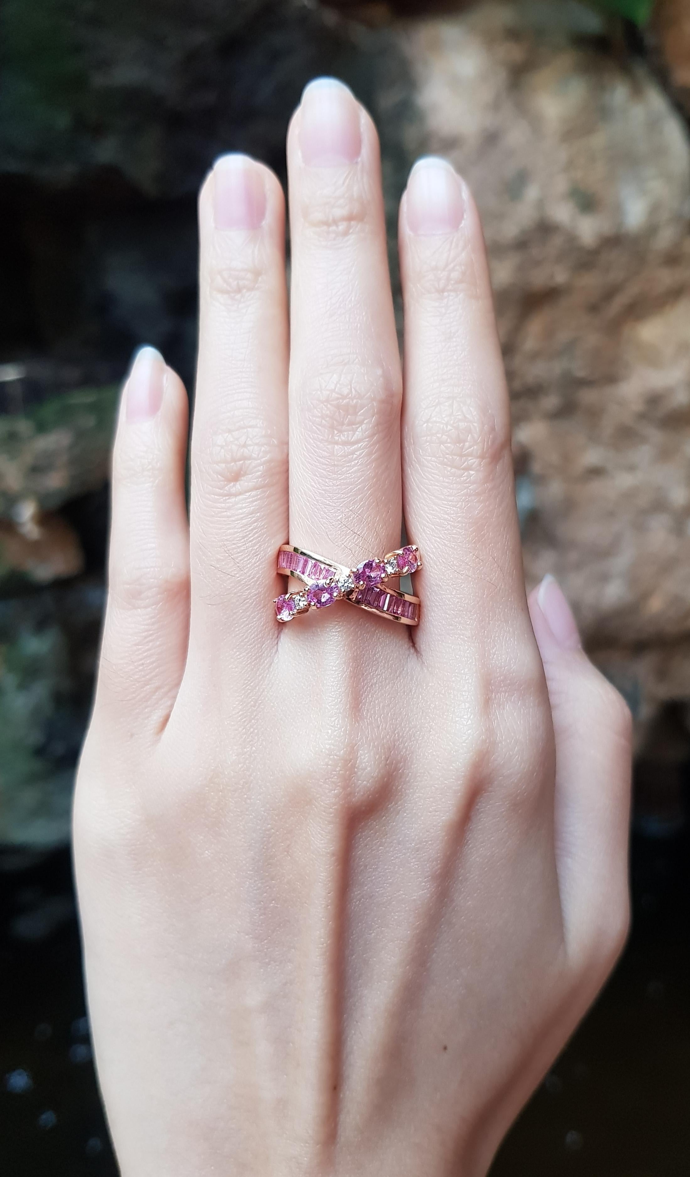 Pink Sapphire 2.88 carats with Diamond 0.03 carat Ring set in 18 Karat Rose Gold Settings

Width:  1.9 cm 
Length: 1.2 cm
Ring Size: 54
Total Weight: 7.81 grams


