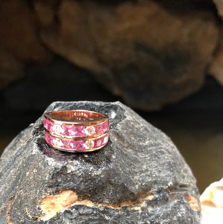 Pink Sapphire with Diamond Ring Set in 18 Karat Rose Gold Settings