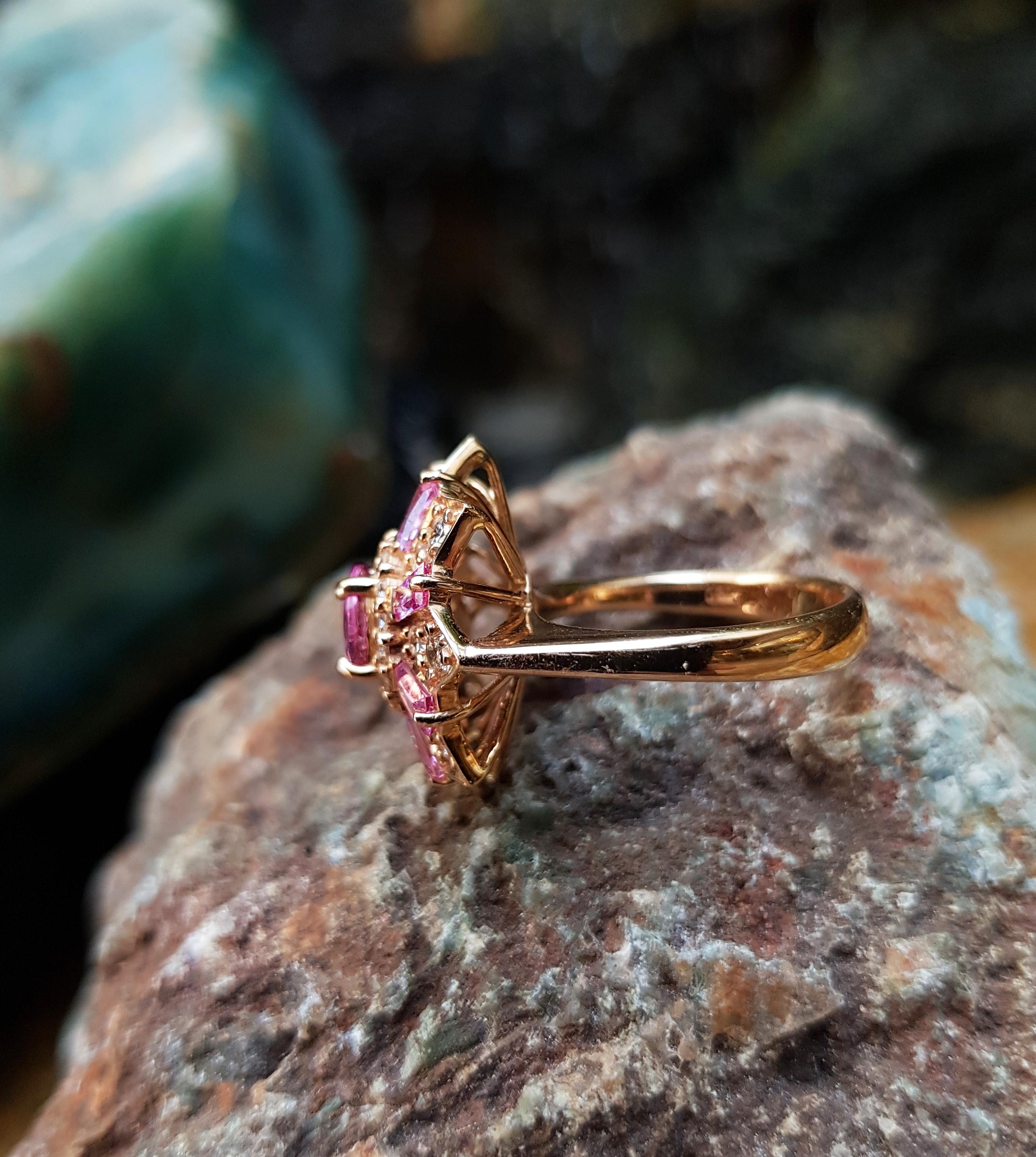 Ring mit rosa rosa Saphir und Diamant in 18 Karat Roségoldfassung im Zustand „Neu“ im Angebot in Bangkok, TH