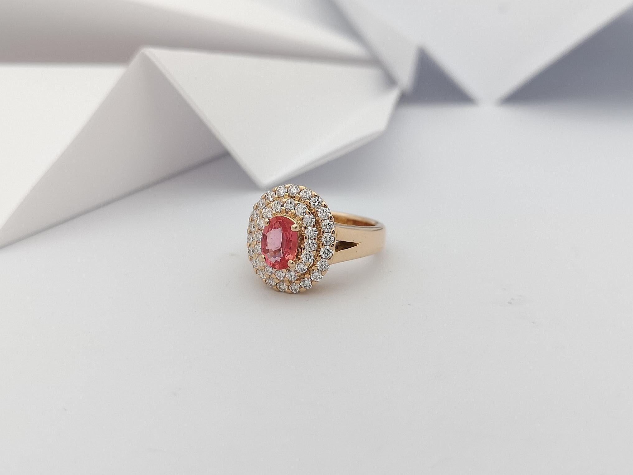 Ring mit rosa rosa Saphir und Diamant in 18 Karat Roségoldfassung 1