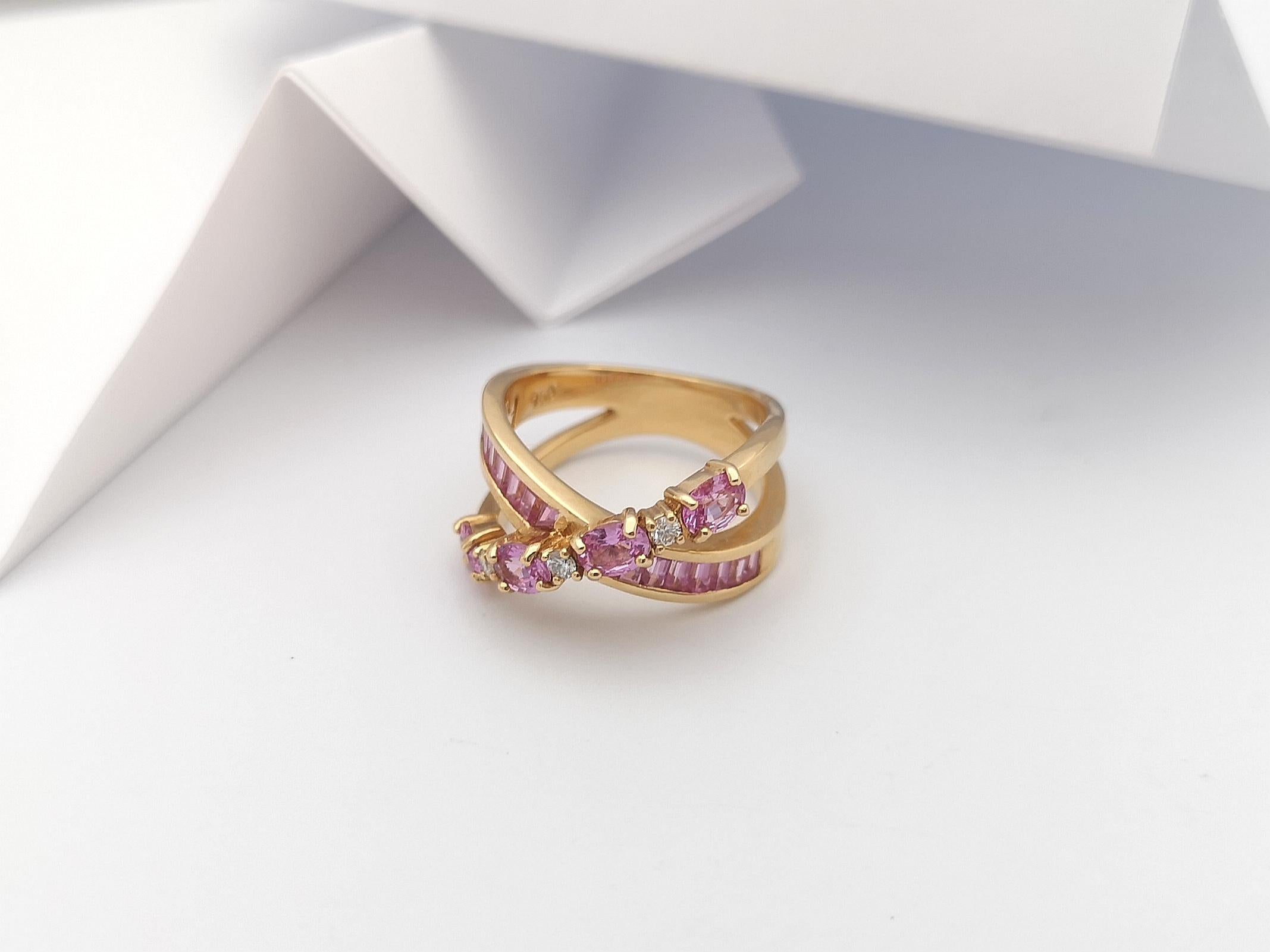 Pink Sapphire with Diamond Ring Set in 18 Karat Rose Gold Settings For Sale 2
