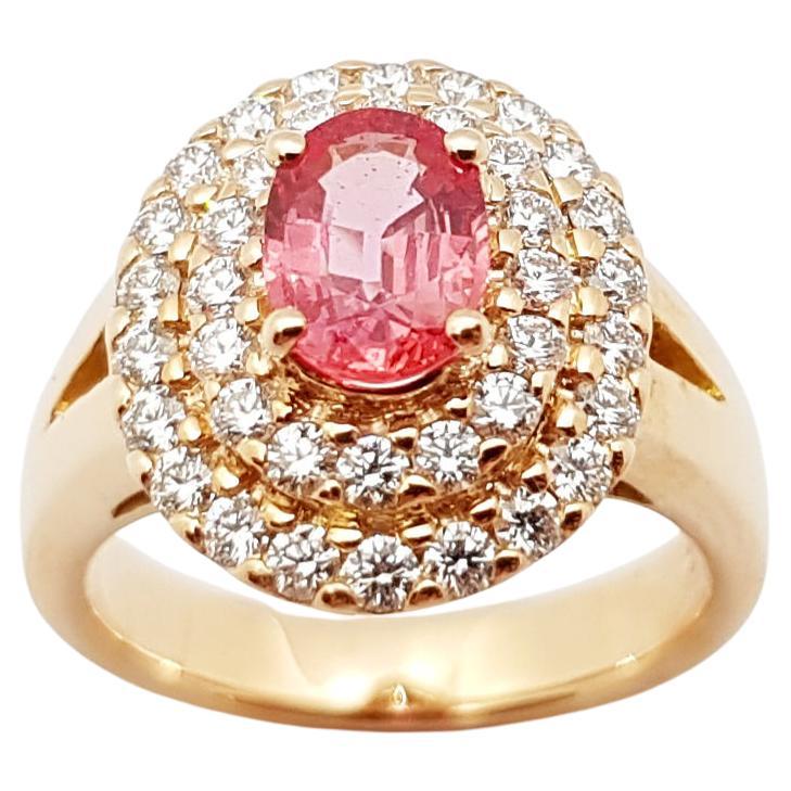 Ring mit rosa rosa Saphir und Diamant in 18 Karat Roségoldfassung
