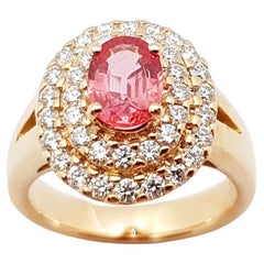 Ring mit rosa rosa Saphir und Diamant in 18 Karat Roségoldfassung