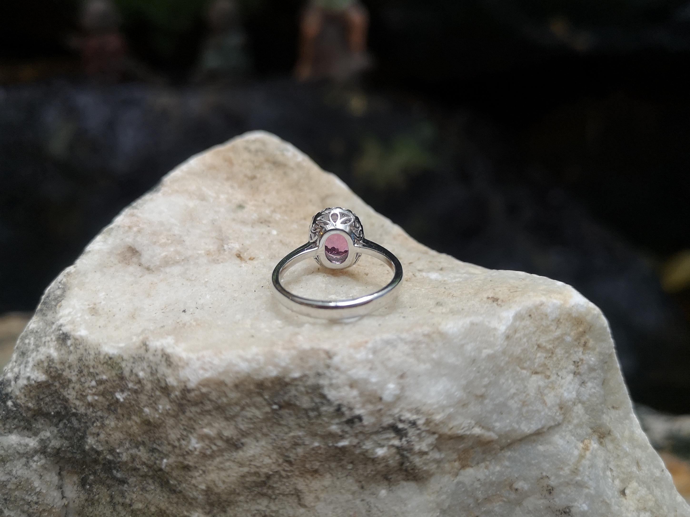 Pink Sapphire with Diamond Ring Set in 18 Karat White Gold Settings 4