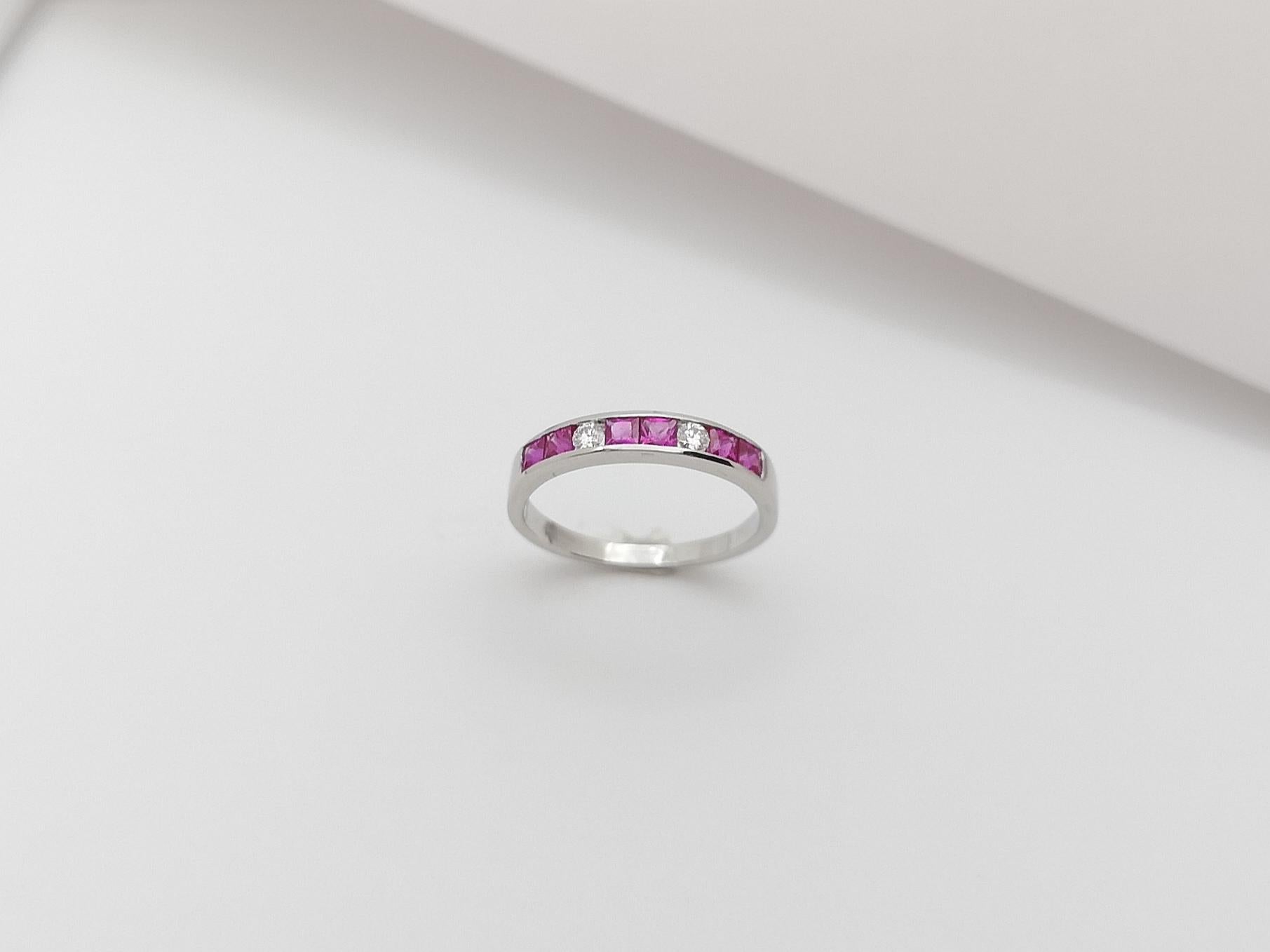 Pink Sapphire with Diamond Ring set in 18 Karat White Gold Settings For Sale 7