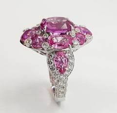 Pink Sapphire with Diamond Ring Set in 18 Karat White Gold Settings
