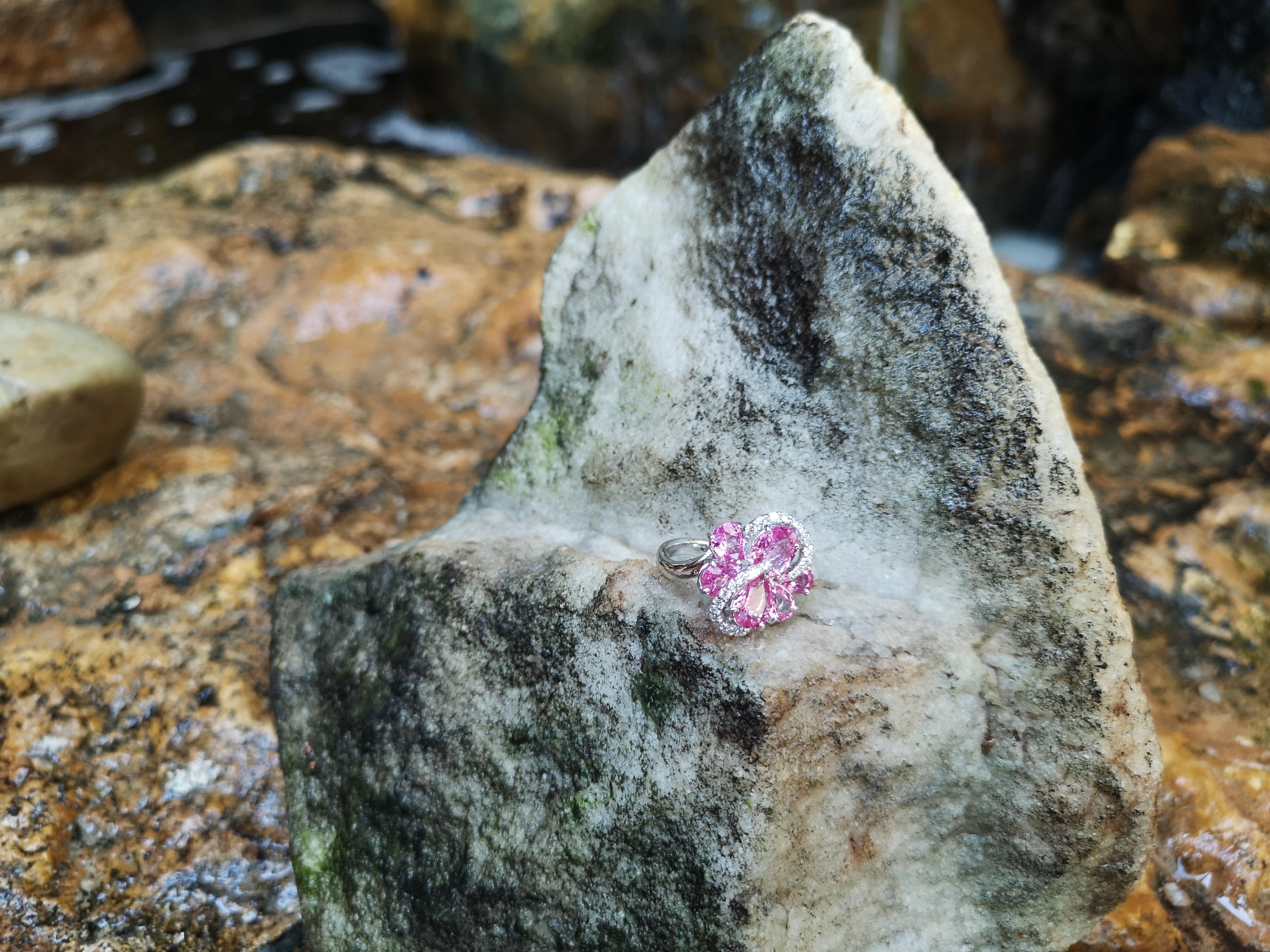 Women's Pink Sapphire with Diamond Ring Set in 18 Karat White Gold Settings