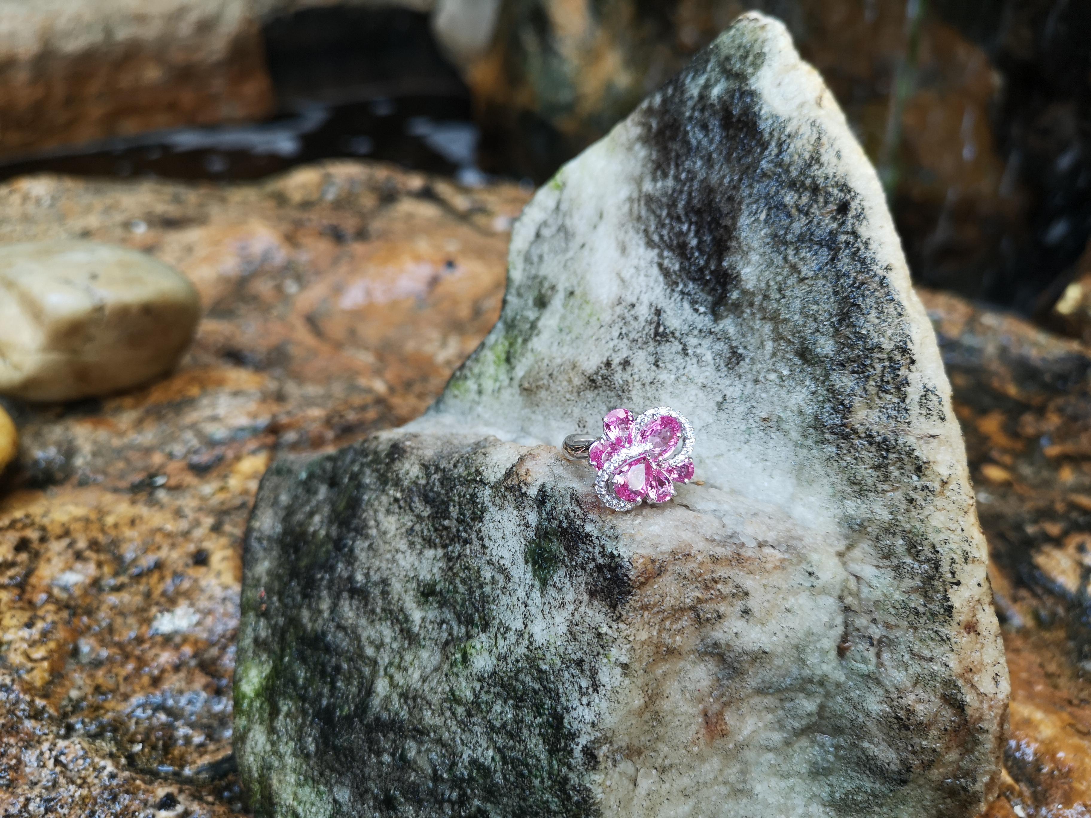 Pink Sapphire with Diamond Ring Set in 18 Karat White Gold Settings 1