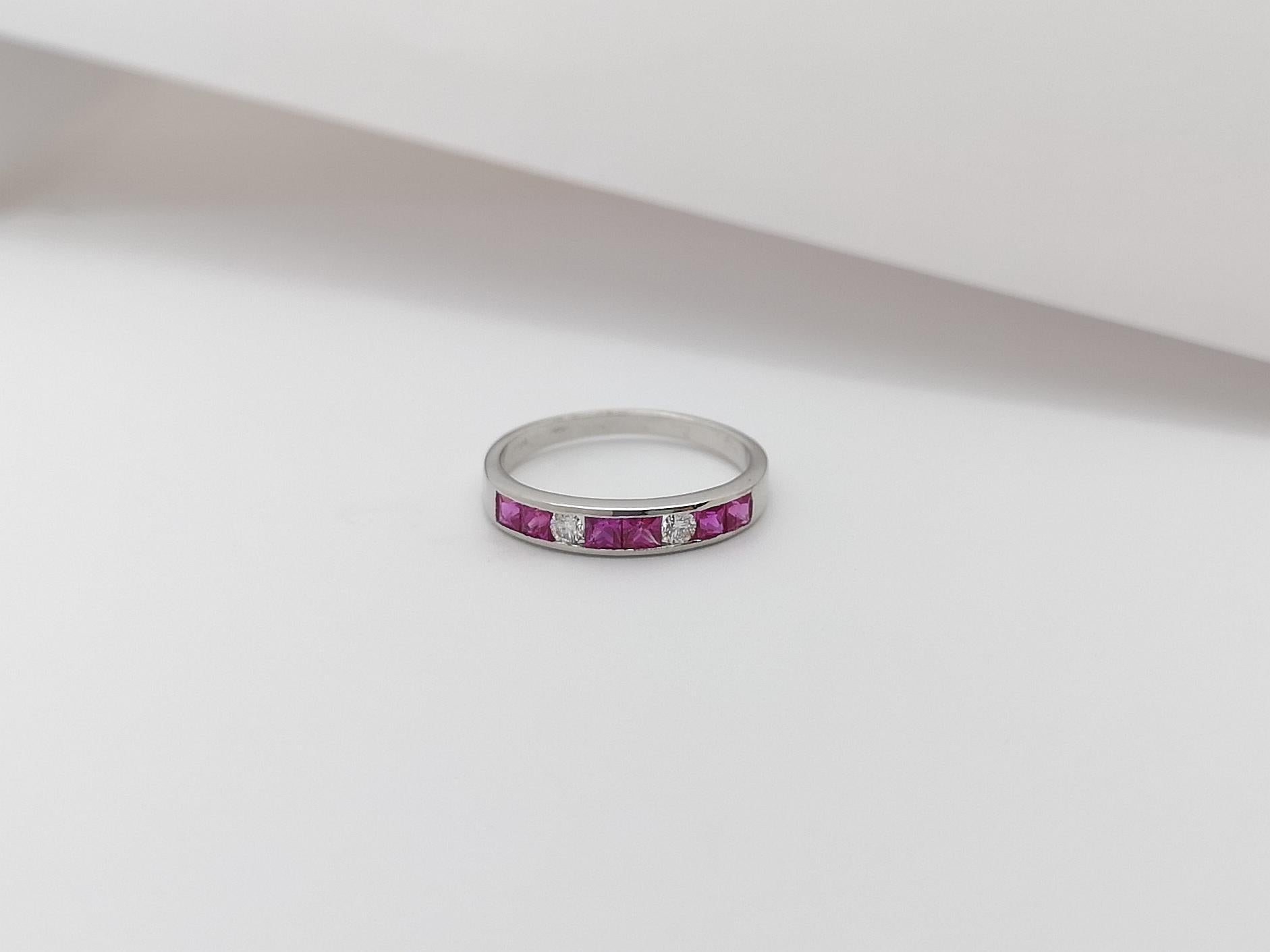 Pink Sapphire with Diamond Ring set in 18 Karat White Gold Settings For Sale 1