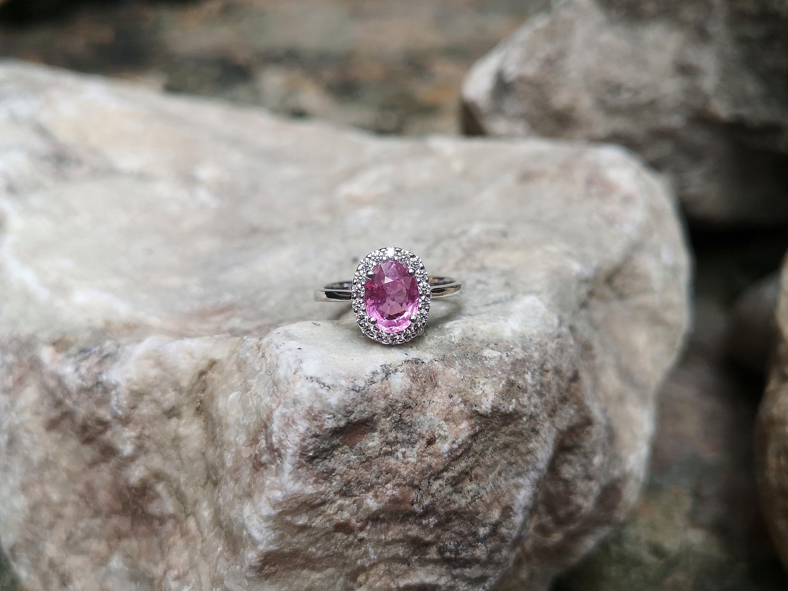 Pink Sapphire with Diamond Ring Set in 18 Karat White Gold Settings 2