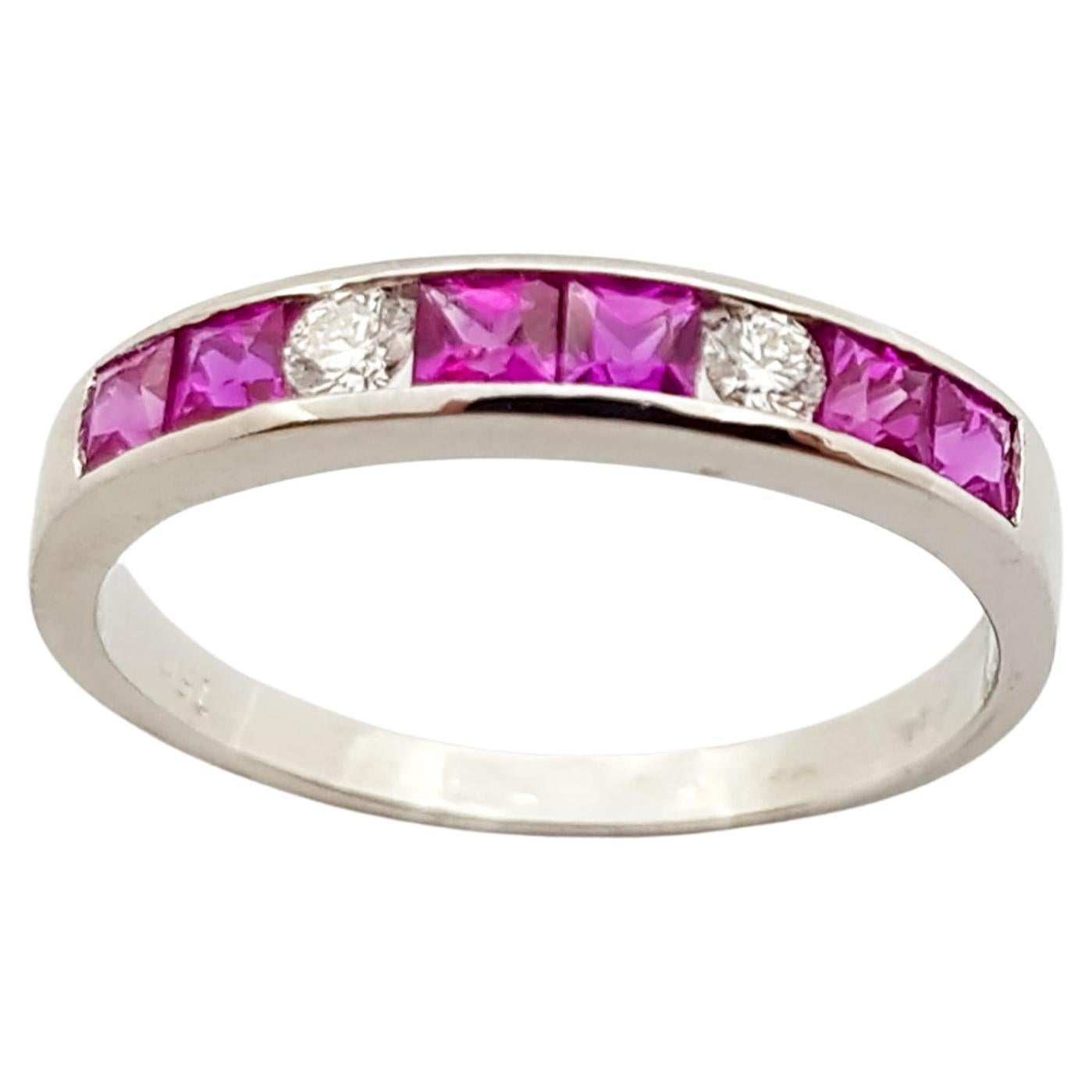 Ring mit rosa Saphir und Diamant in 18 Karat Weißgoldfassung im Angebot