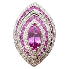 Pink Sapphire with Diamond Ring Set in 18 Karat White Gold Settings