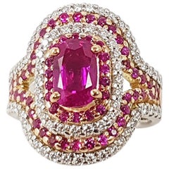 Ring mit rosa rosa Saphir und Diamant in 18 Karat Weiß- oder Roségoldfassung