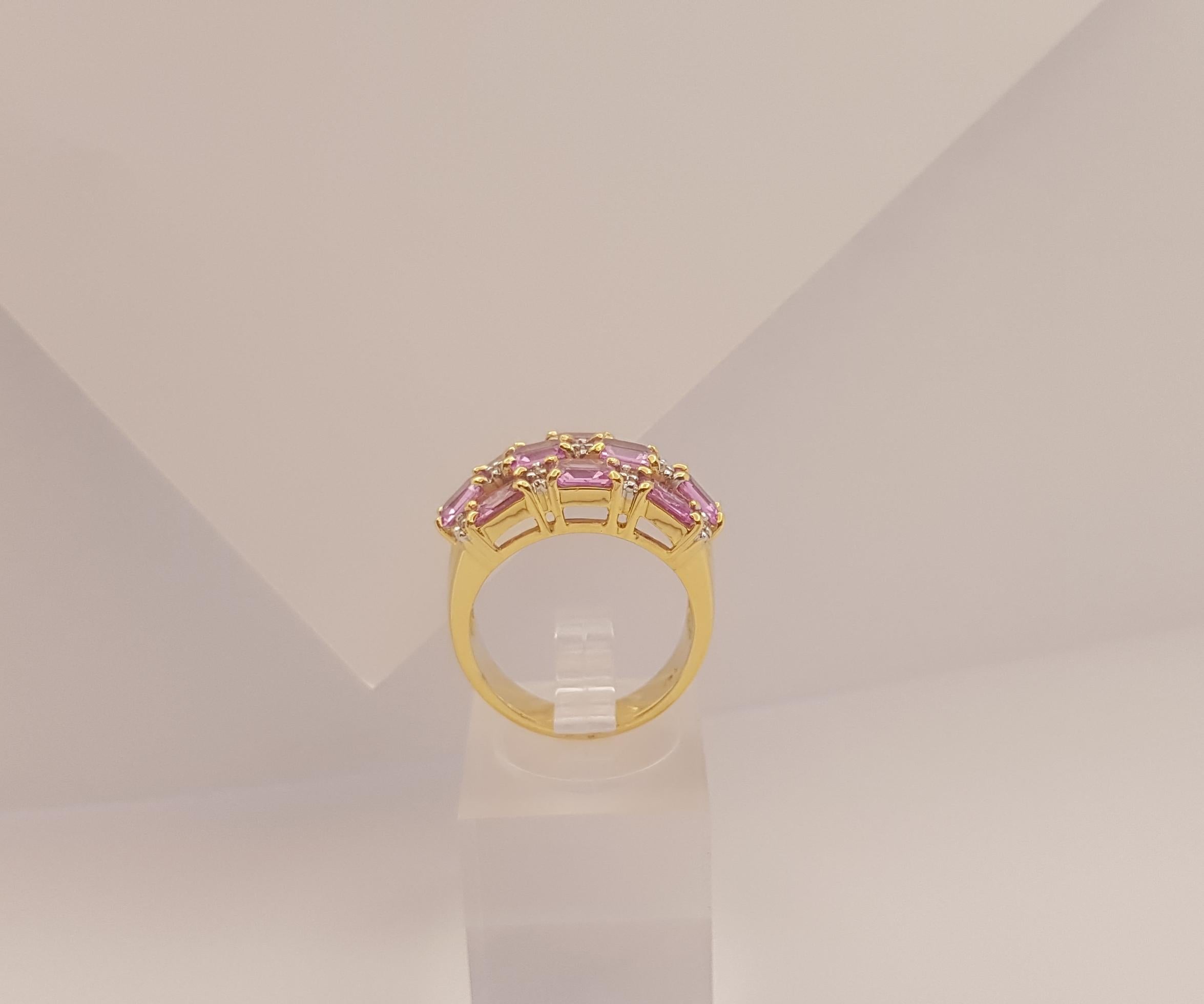 Pink Sapphire with Diamond  Ring set in 18k Gold Settings For Sale 5