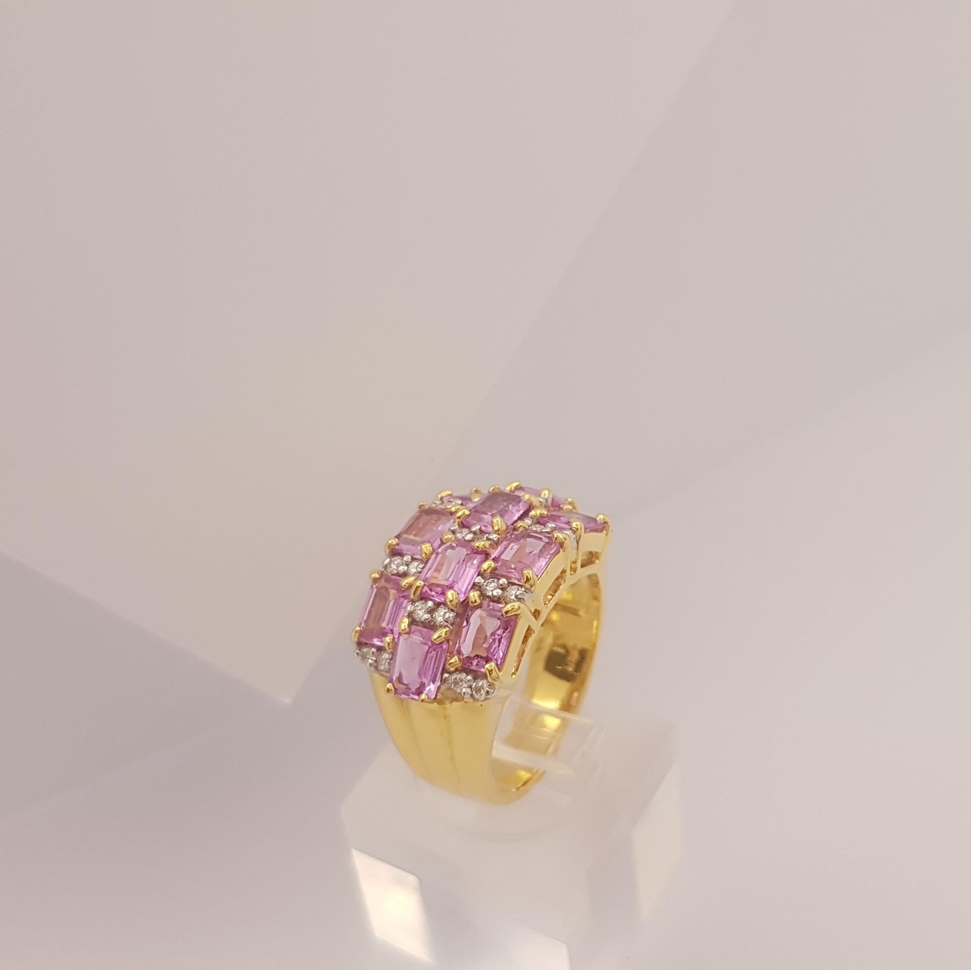Pink Sapphire with Diamond  Ring set in 18k Gold Settings For Sale 6
