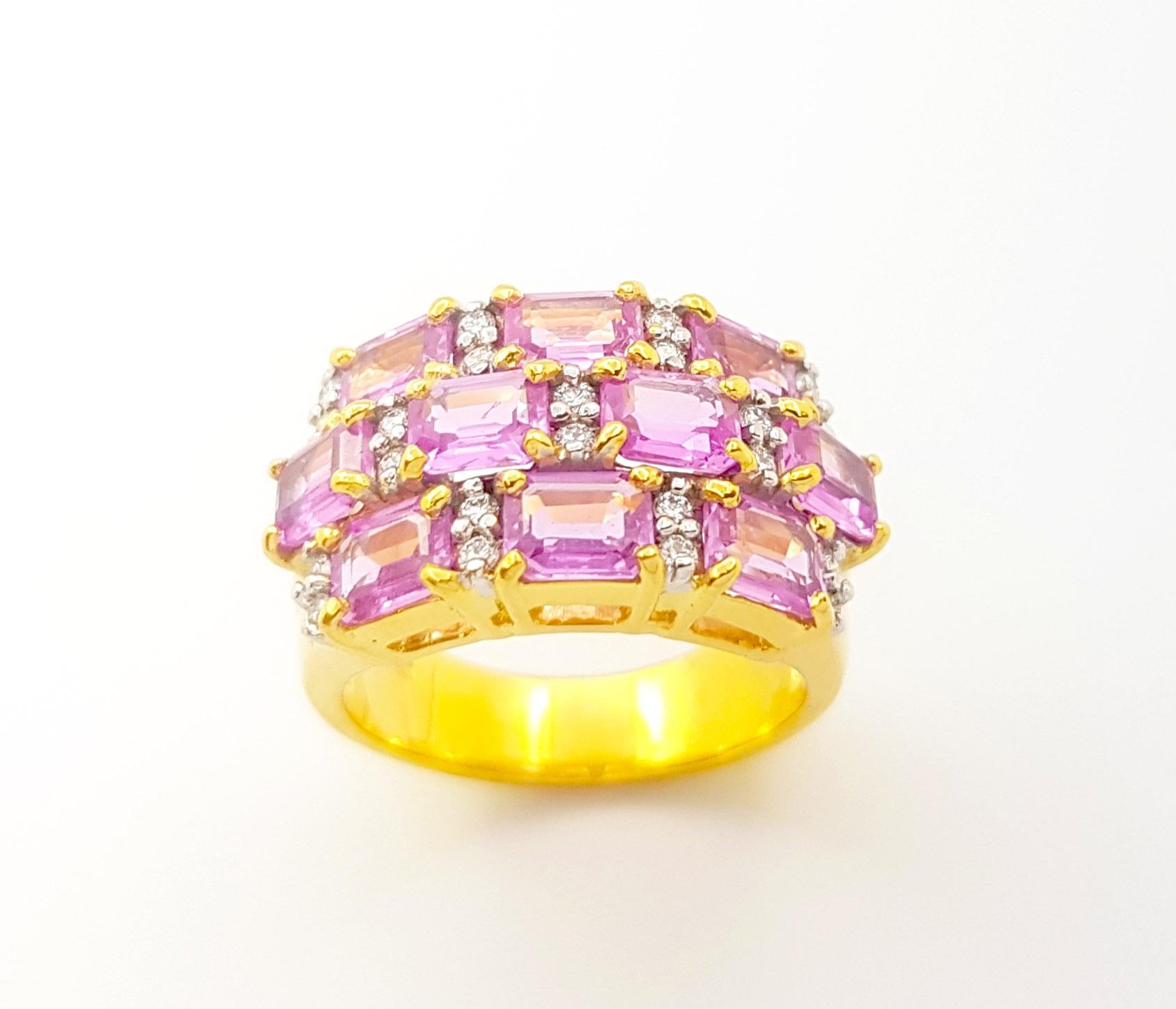 Pink Sapphire with Diamond  Ring set in 18k Gold Settings For Sale 2