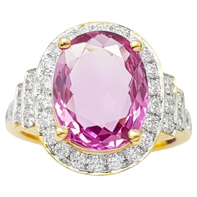 Ring mit rosa Saphir und Diamant in 18 Karat Goldfassungen gefasst