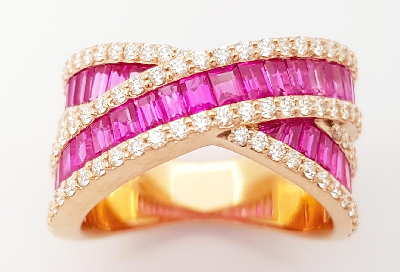 Bague en or rose 18 carats sertie d'un saphir rose et de diamants en vente 4