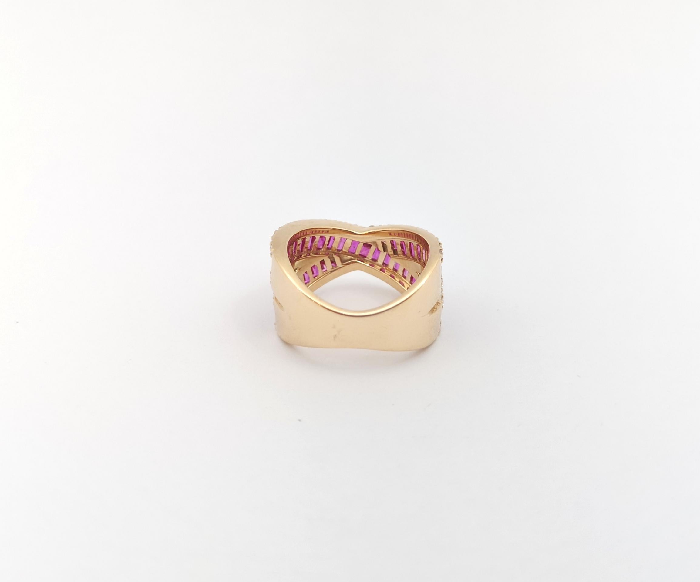 Bague en or rose 18 carats sertie d'un saphir rose et de diamants en vente 5