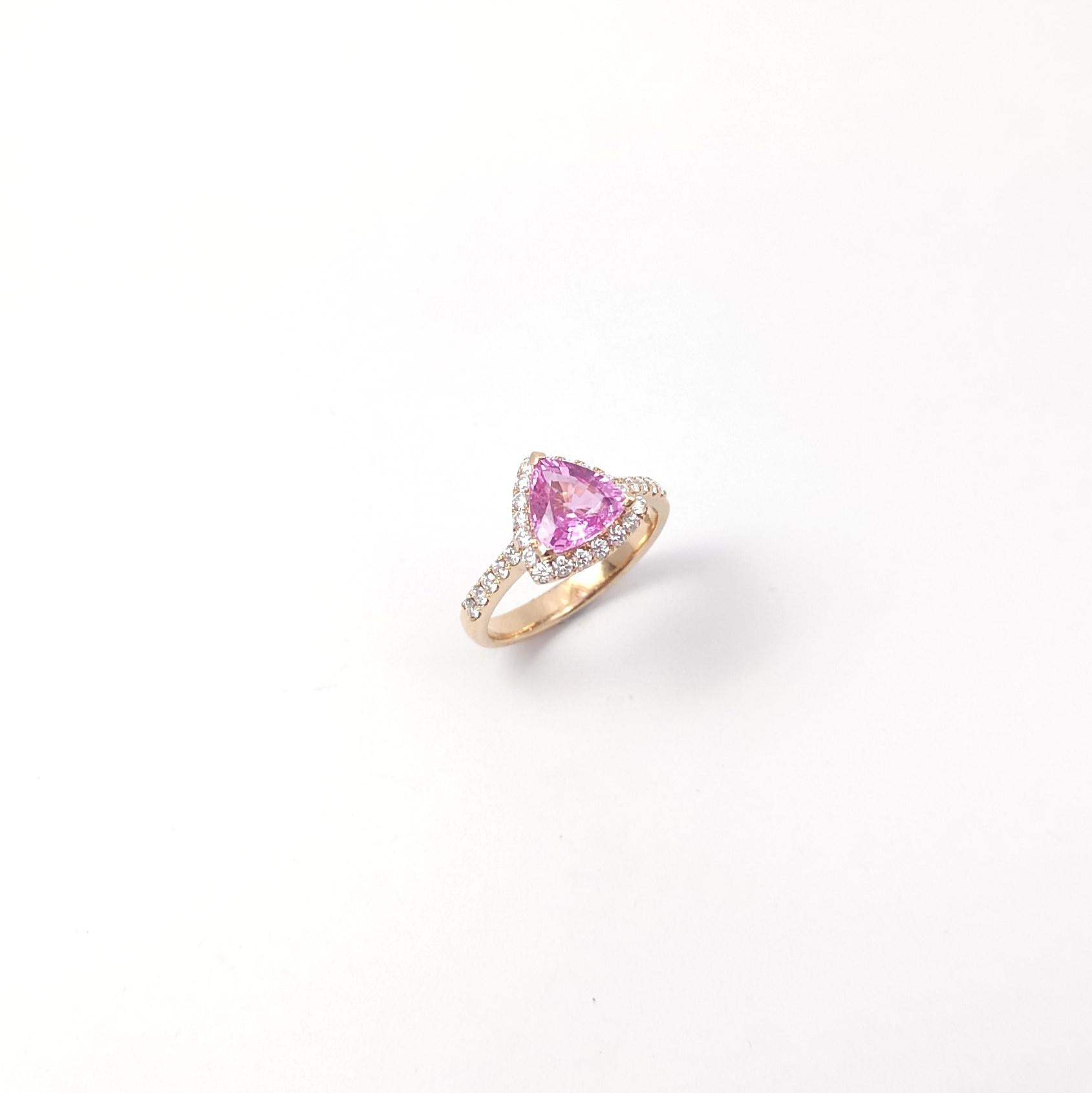 Anello con zaffiro rosa e diamante con montatura in oro rosa 18 carati in vendita 5