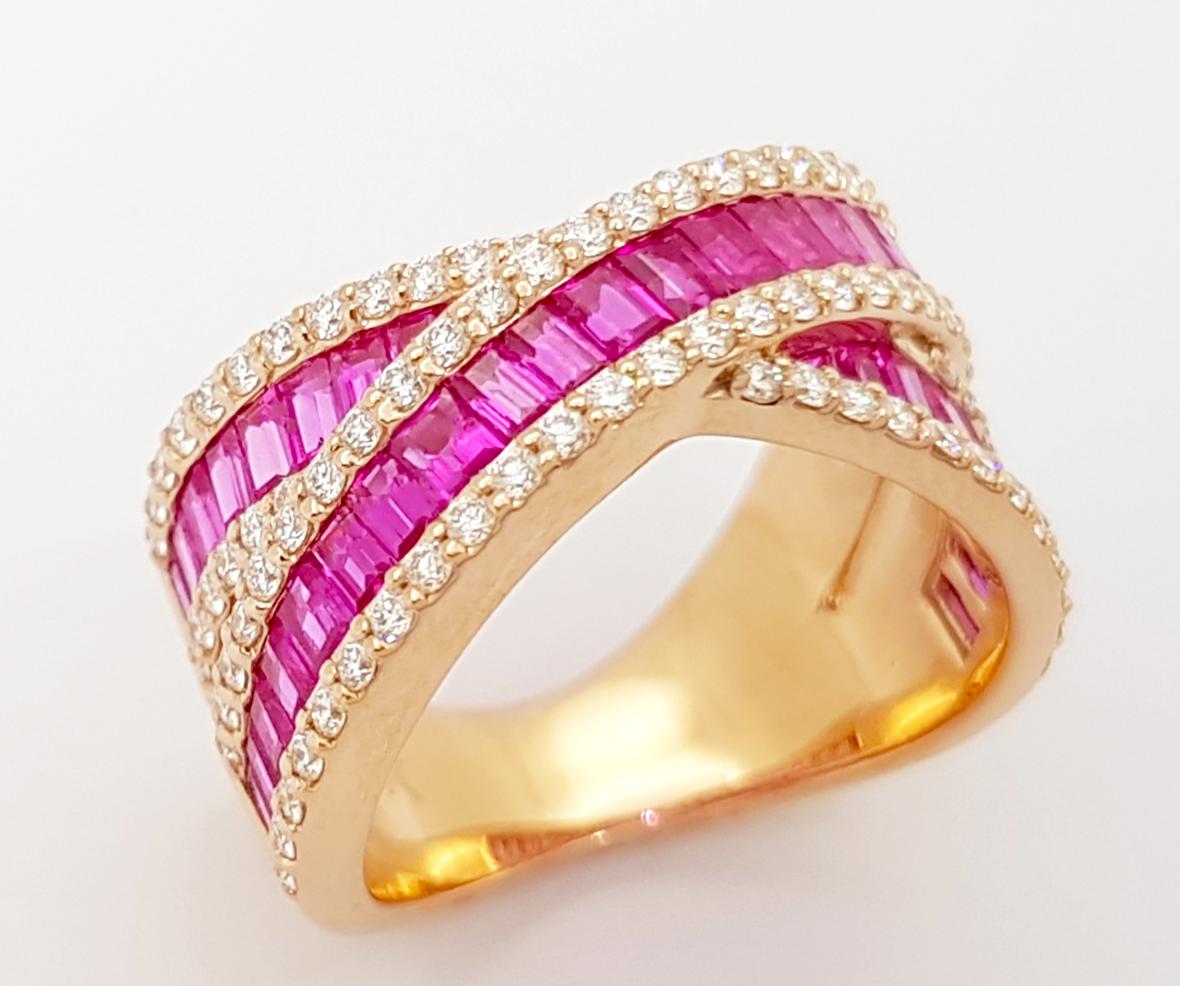 Bague en or rose 18 carats sertie d'un saphir rose et de diamants en vente 7
