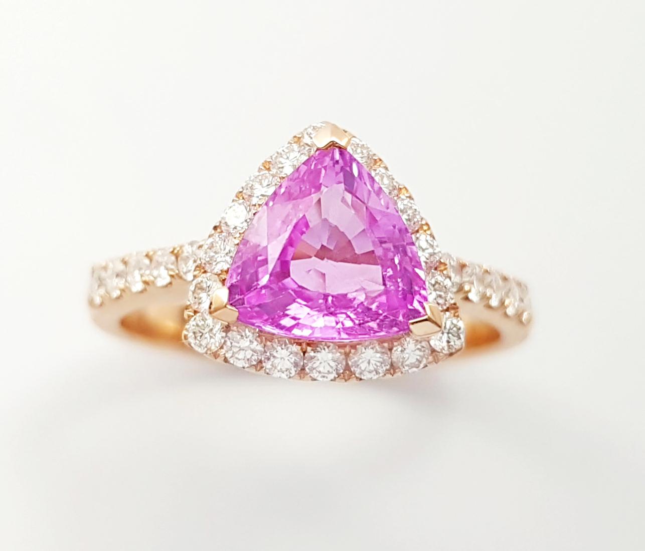 Anello con zaffiro rosa e diamante con montatura in oro rosa 18 carati in vendita 7