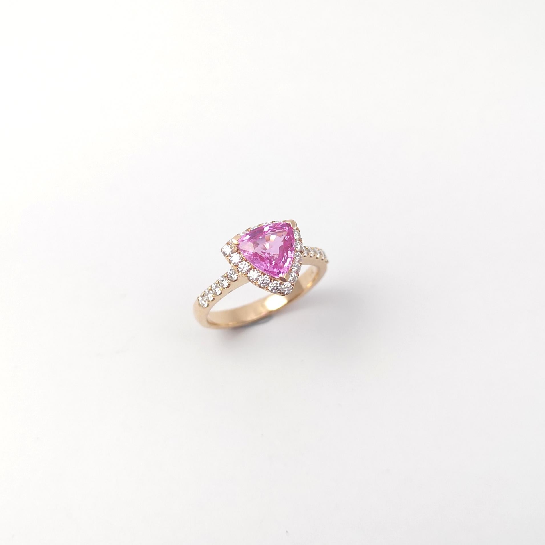 Anello con zaffiro rosa e diamante con montatura in oro rosa 18 carati in vendita 8