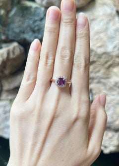Pink Sapphire with Diamond Ring set in 18K Rose Gold Settings