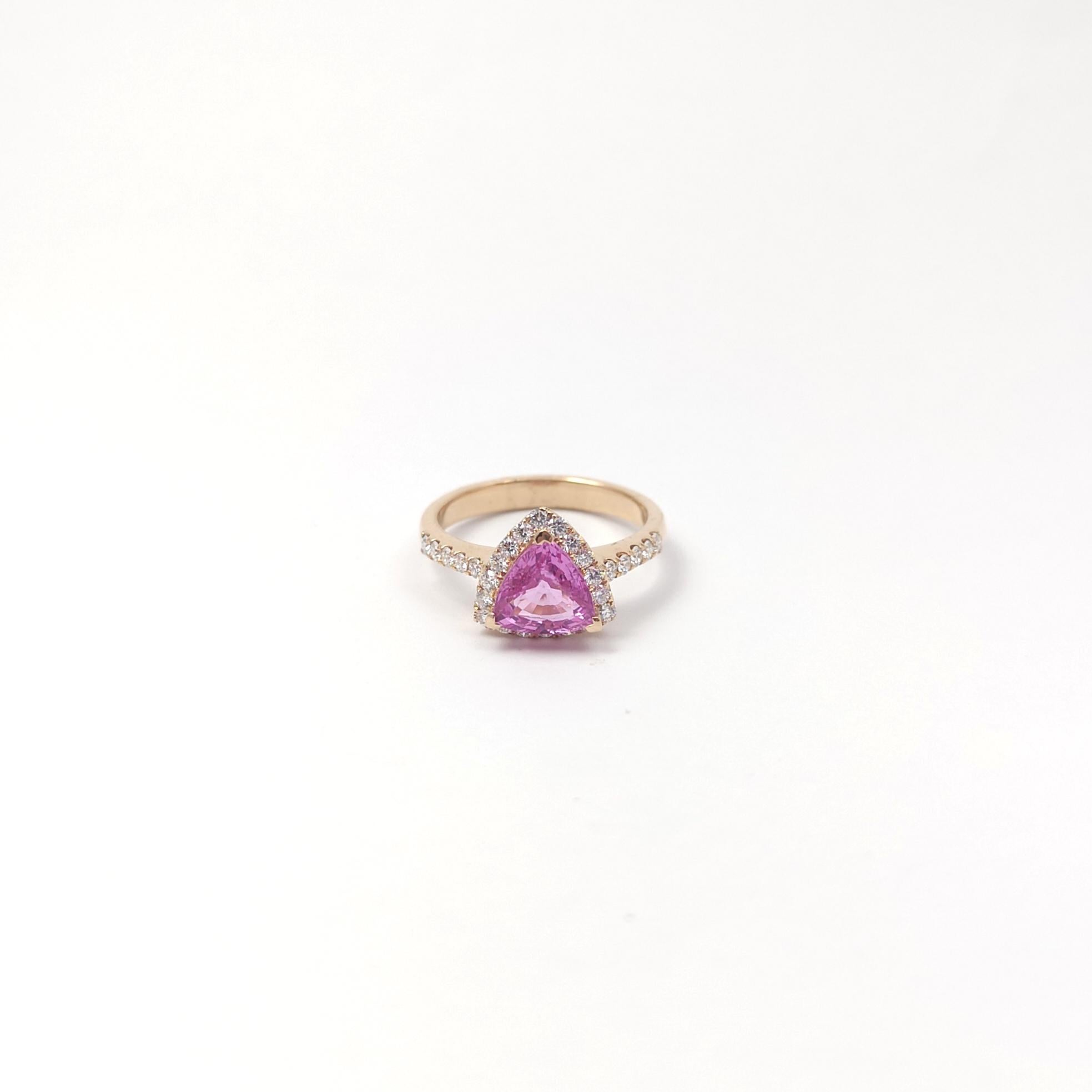 Anello con zaffiro rosa e diamante con montatura in oro rosa 18 carati in vendita 2