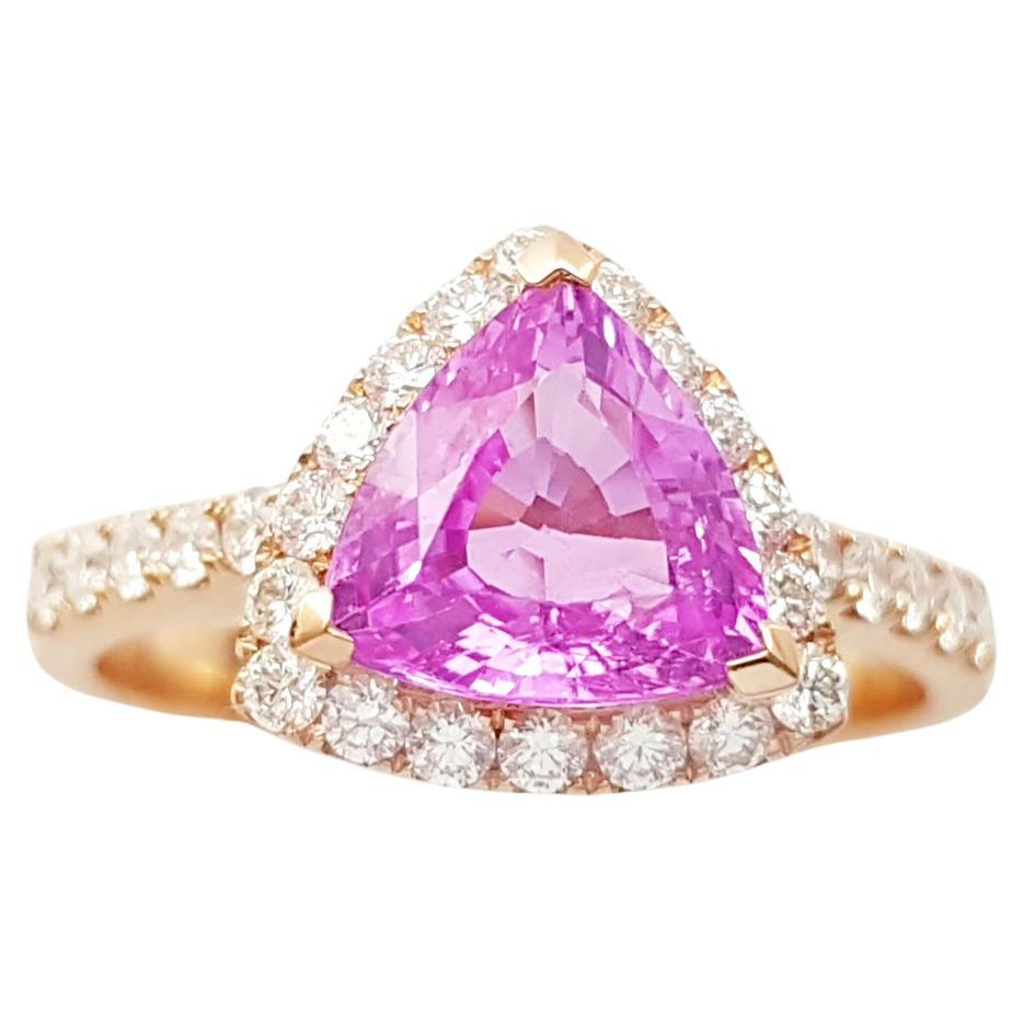 Anillo de Zafiro Rosa con Diamante engastado en Oro Rosa de 18K