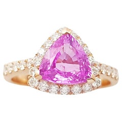 Ring aus 18 Karat Roségold mit rosa Saphir und Diamant in Fassungen
