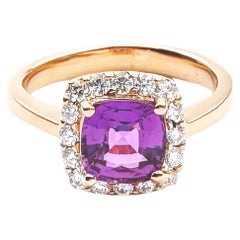 Anello con zaffiro rosa e diamante con montatura in oro rosa 18 carati