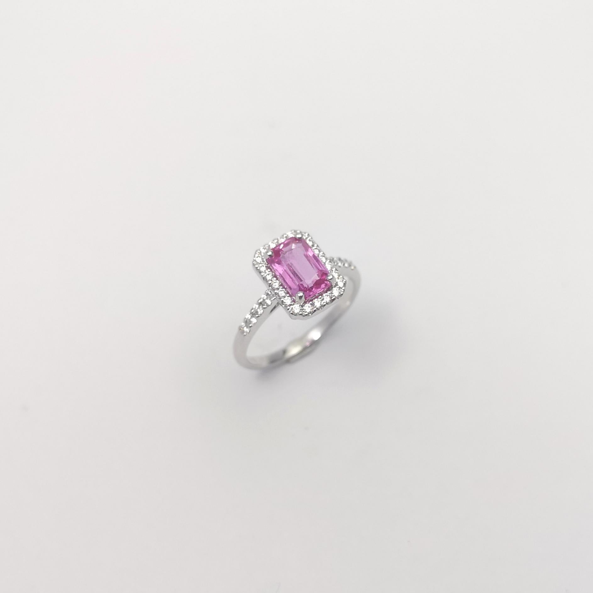 Pink Sapphire mit Diamond Ring in 18K Weißgold gefasst im Angebot 5