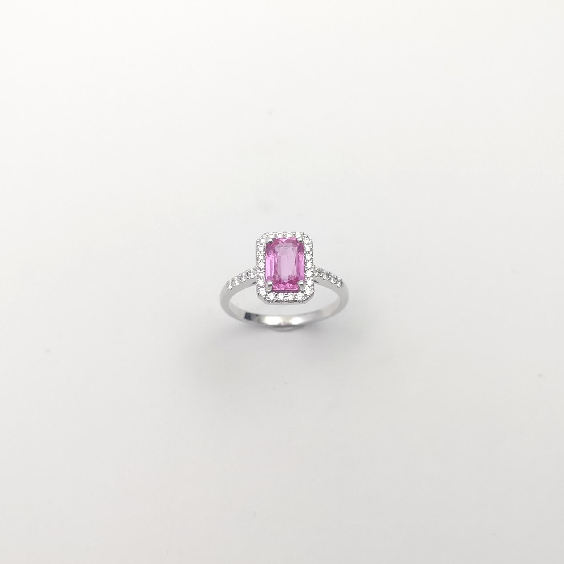 Pink Sapphire mit Diamond Ring in 18K Weißgold gefasst im Angebot 6