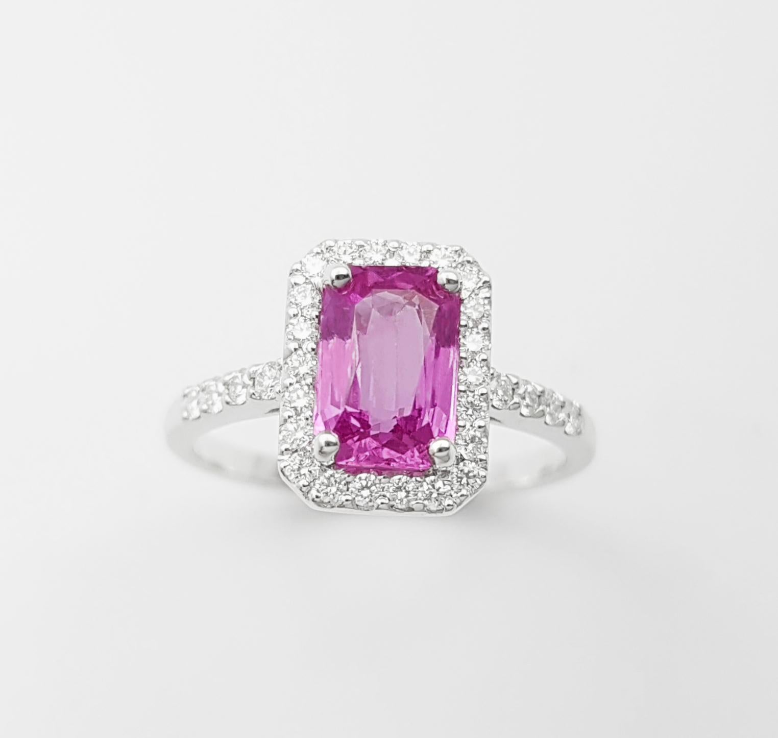 Pink Sapphire mit Diamond Ring in 18K Weißgold gefasst im Angebot 7