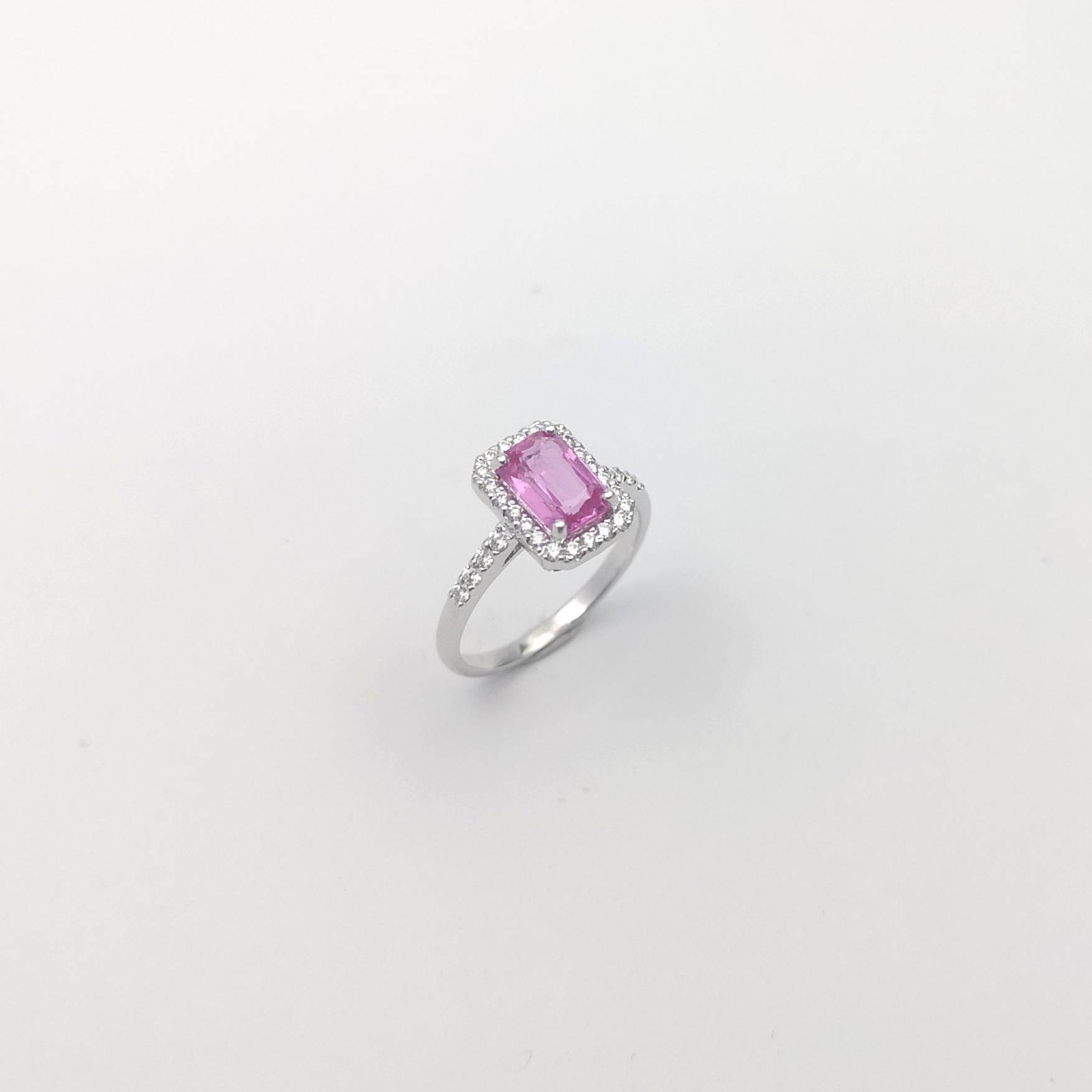 Pink Sapphire mit Diamond Ring in 18K Weißgold gefasst im Angebot 8