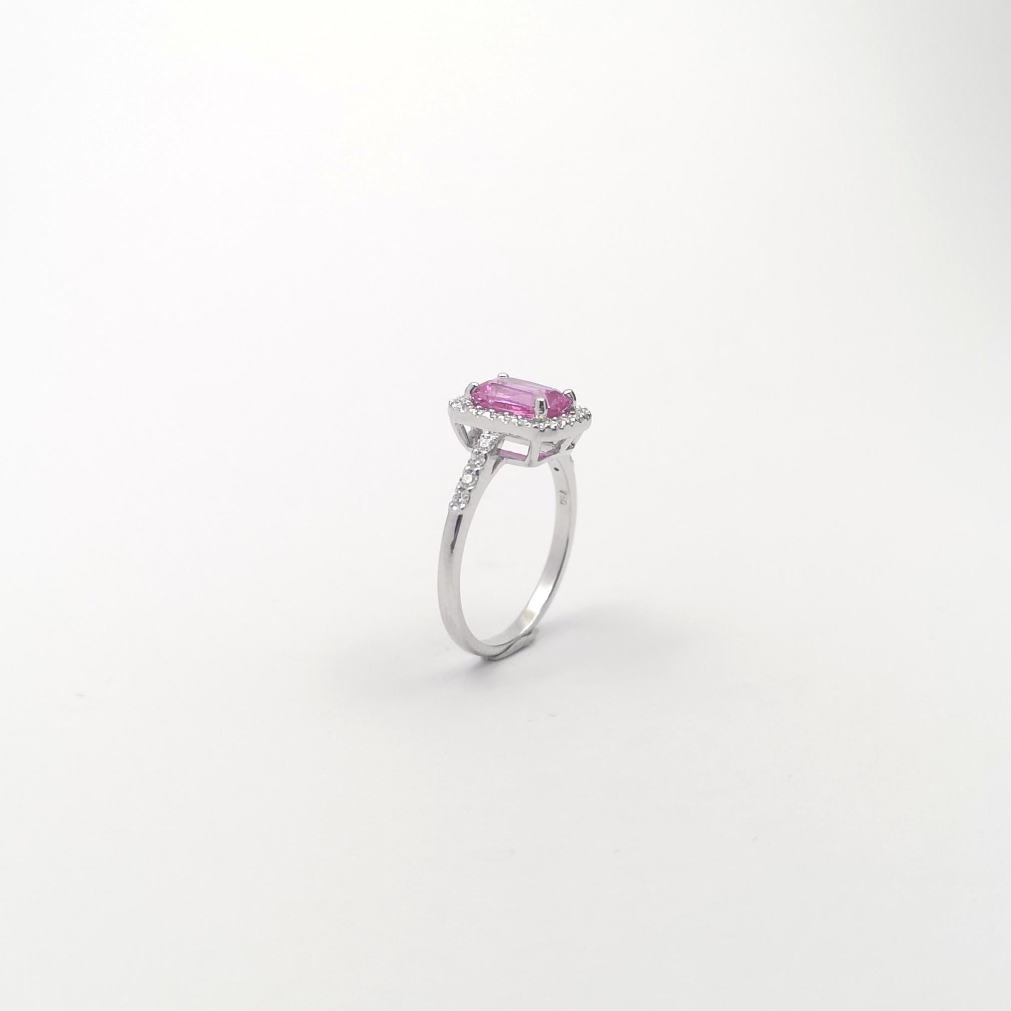 Pink Sapphire mit Diamond Ring in 18K Weißgold gefasst im Angebot 9