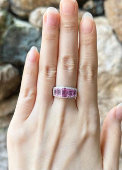 Pink Sapphire with Diamond Ring set in 18K White Gold Settings
