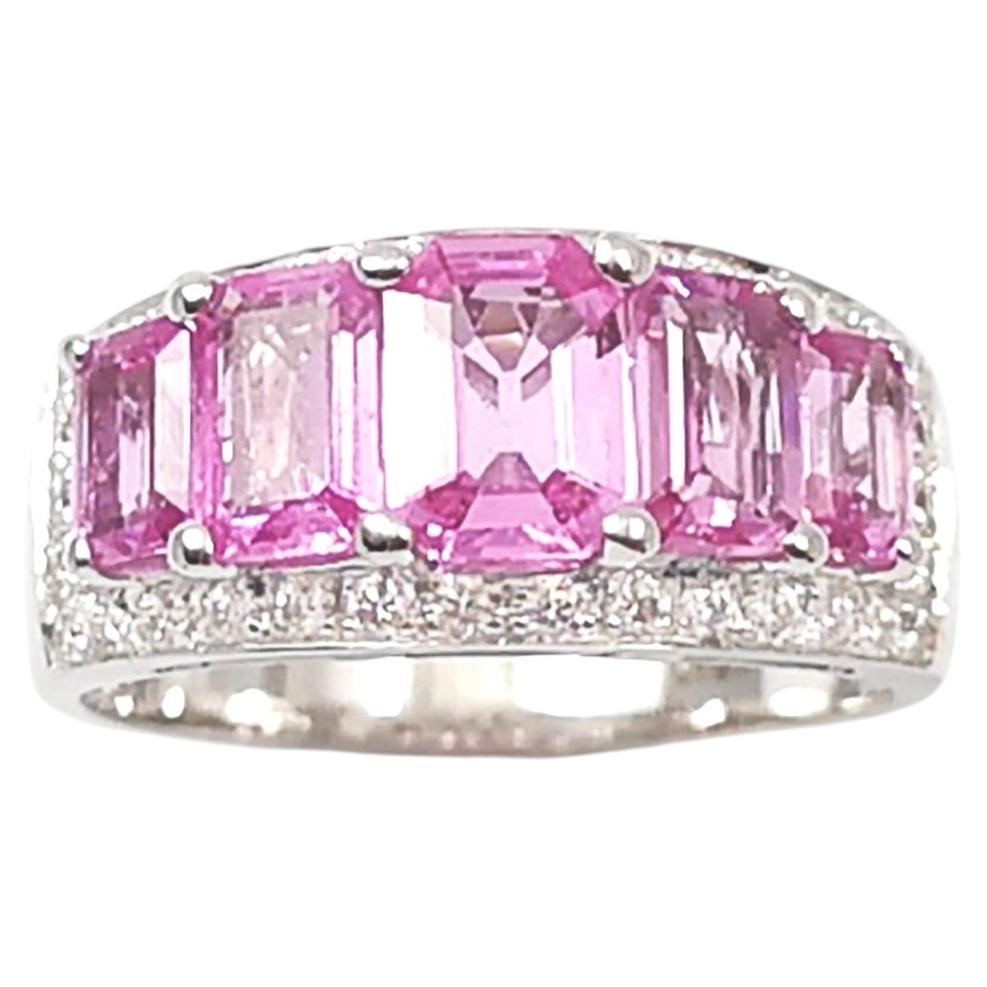 Pink Sapphire with Diamond Ring set in 18K White Gold Settings